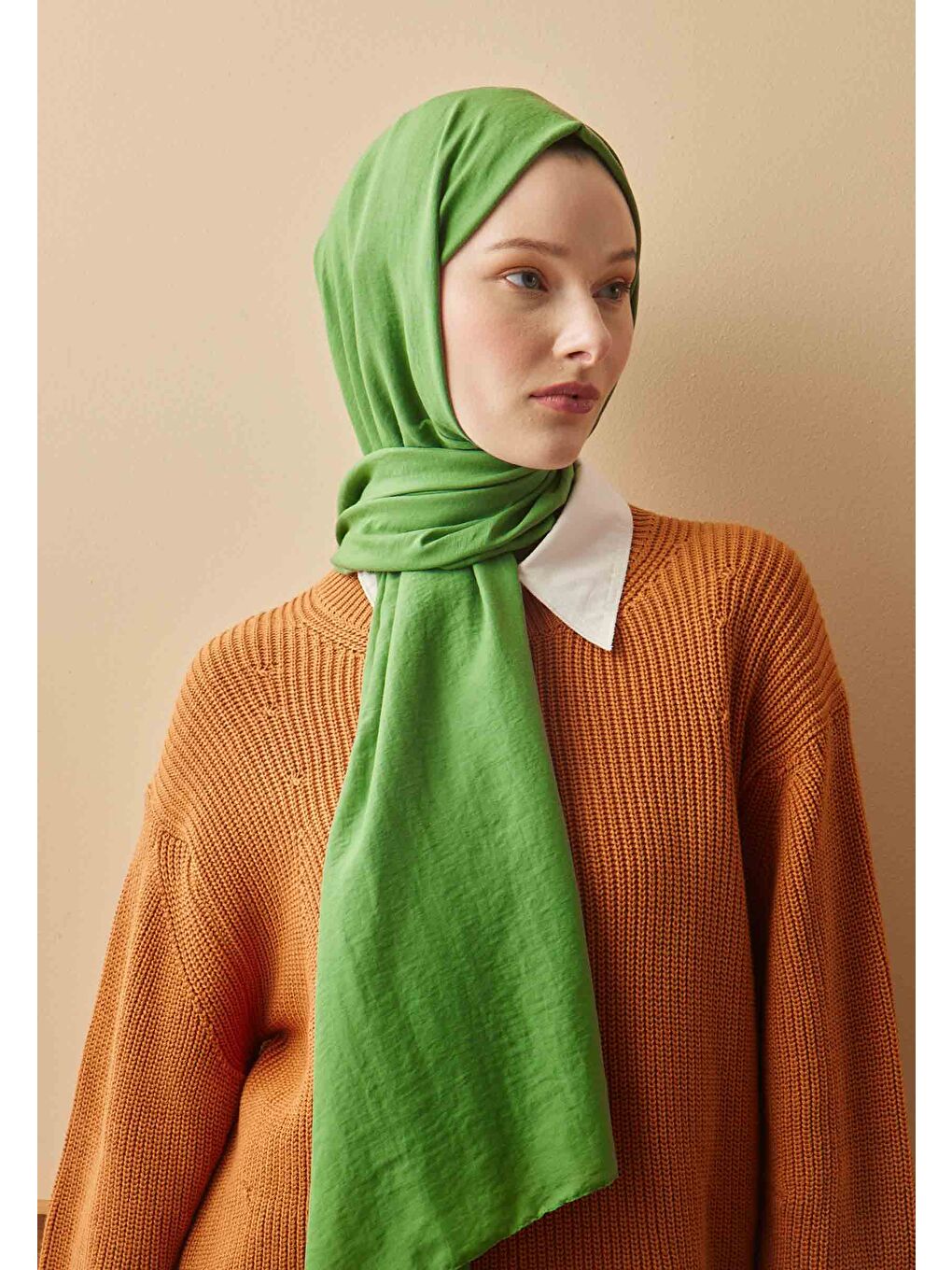 Pamuk Crash Şal Elma Yeşili-1