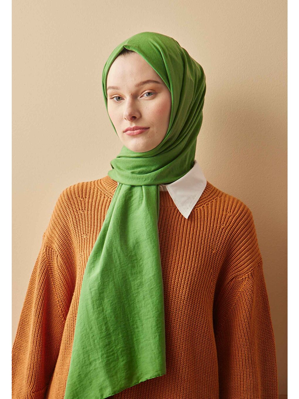 Pamuk Crash Şal Elma Yeşili-2