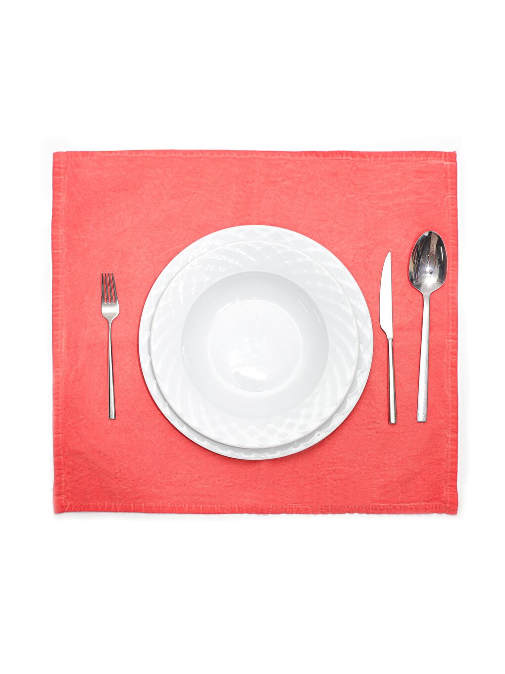 Taşlanmış Mercan Denim Pamuk Amerikan Servisi - 2'li Set