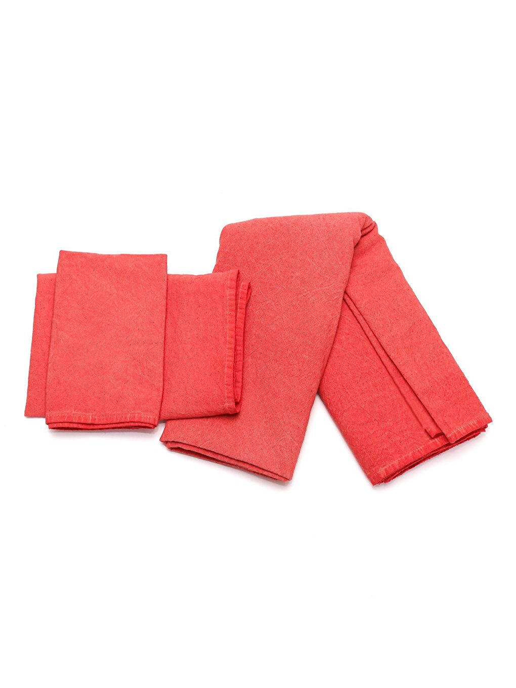 Taşlanmış Mercan Denim Pamuk Amerikan Servisi - 2'li Set-2