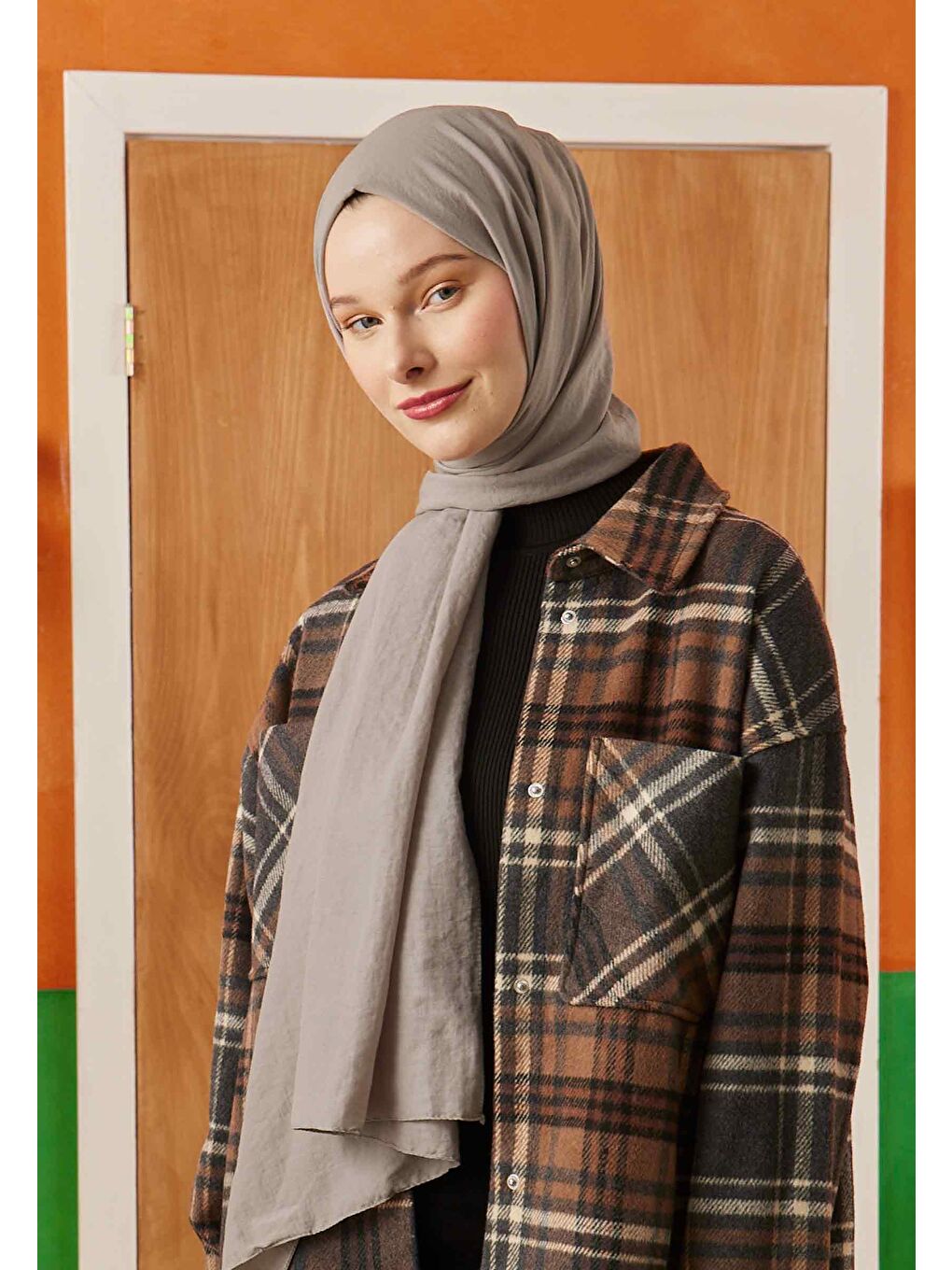 Gri Pamuk Crash Şal Taş