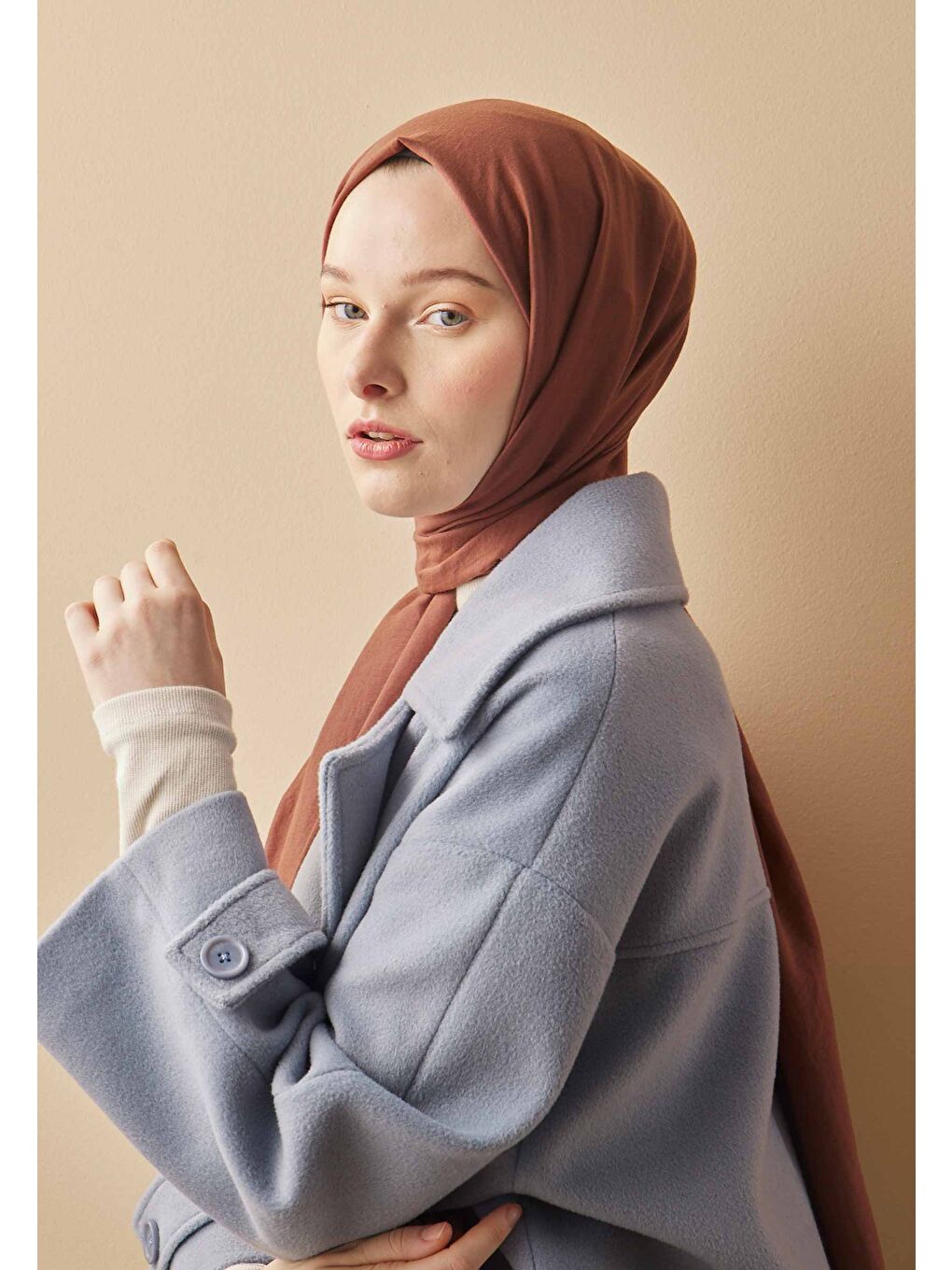 Kahverengi Pamuk Crash Şal Erik Çürüğü-2