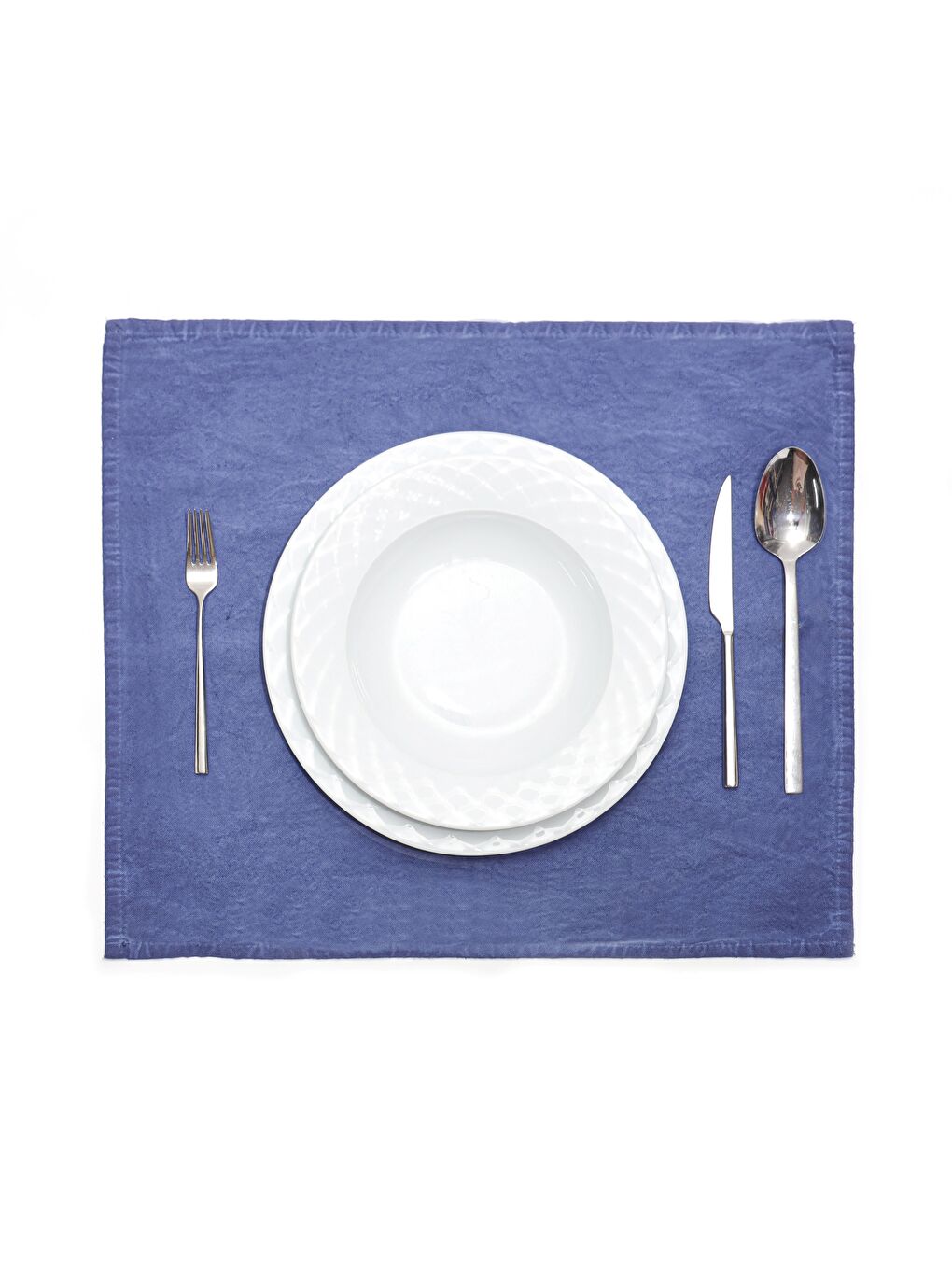 Mavi Taşlanmış Indigo Denim Pamuk Amerikan Servisi- 2'li Set