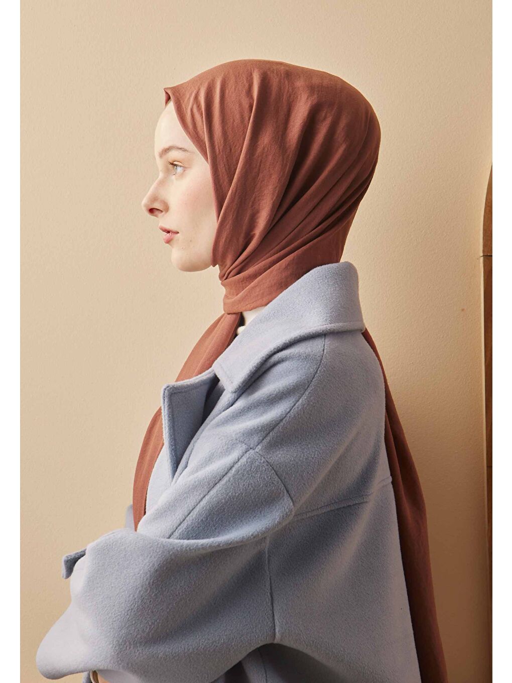 Kahverengi Pamuk Crash Şal Erik Çürüğü-3