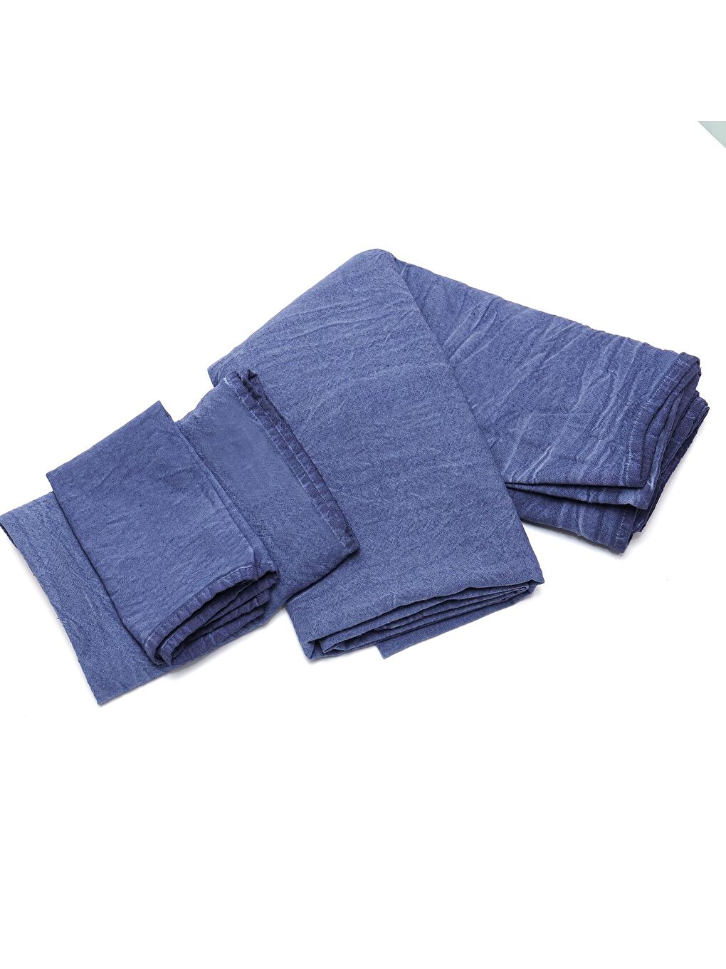Mavi Taşlanmış Indigo Denim Pamuk Amerikan Servisi- 2'li Set-1