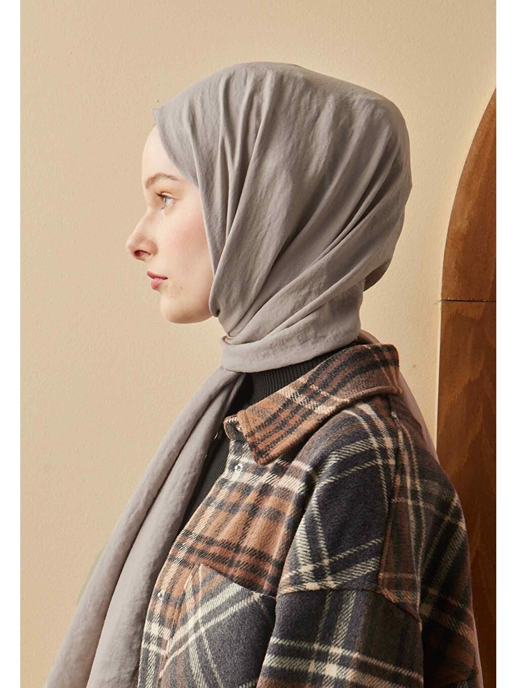 Gri Pamuk Crash Şal Taş-2