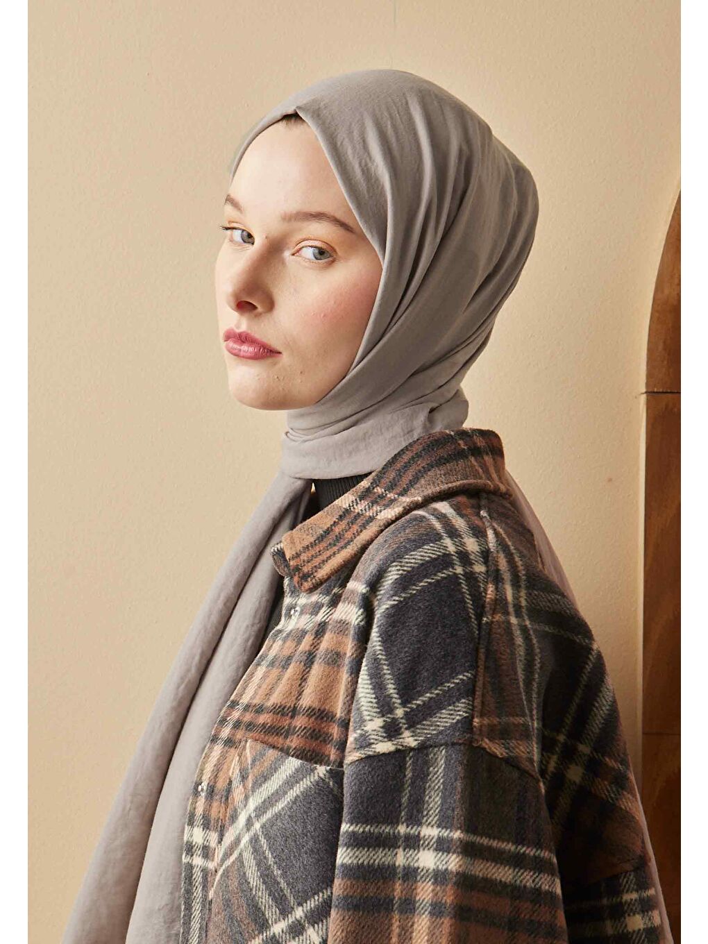 Gri Pamuk Crash Şal Taş-3