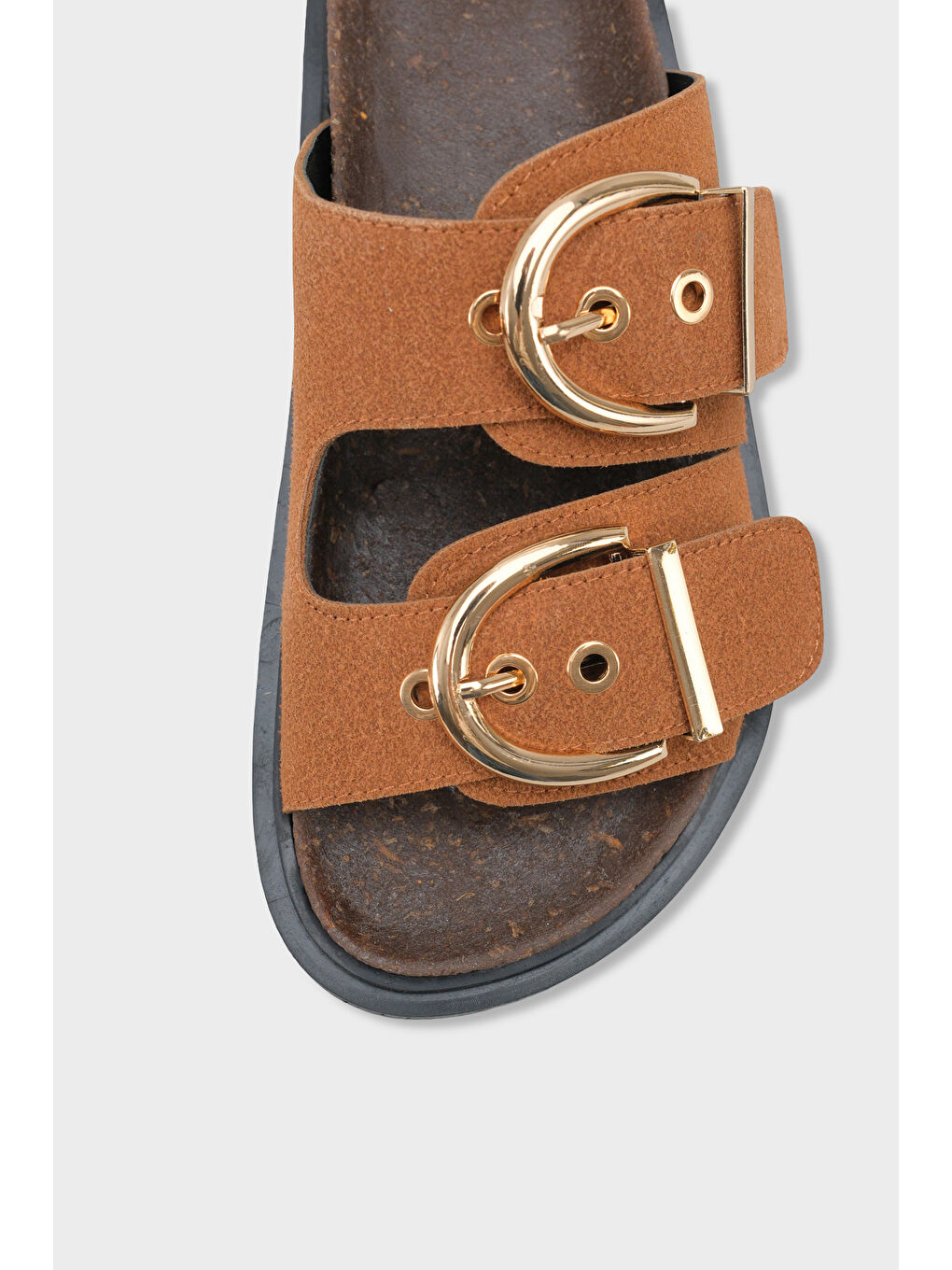 Kahverengi Zelda Düz Topuklu Metal Tokalı Konfor Kadın Terlik-2