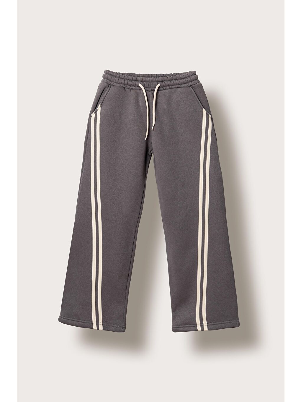 Gri 3 İp Yanlar Çizgili Kız  Çocuk Eşofman Altı