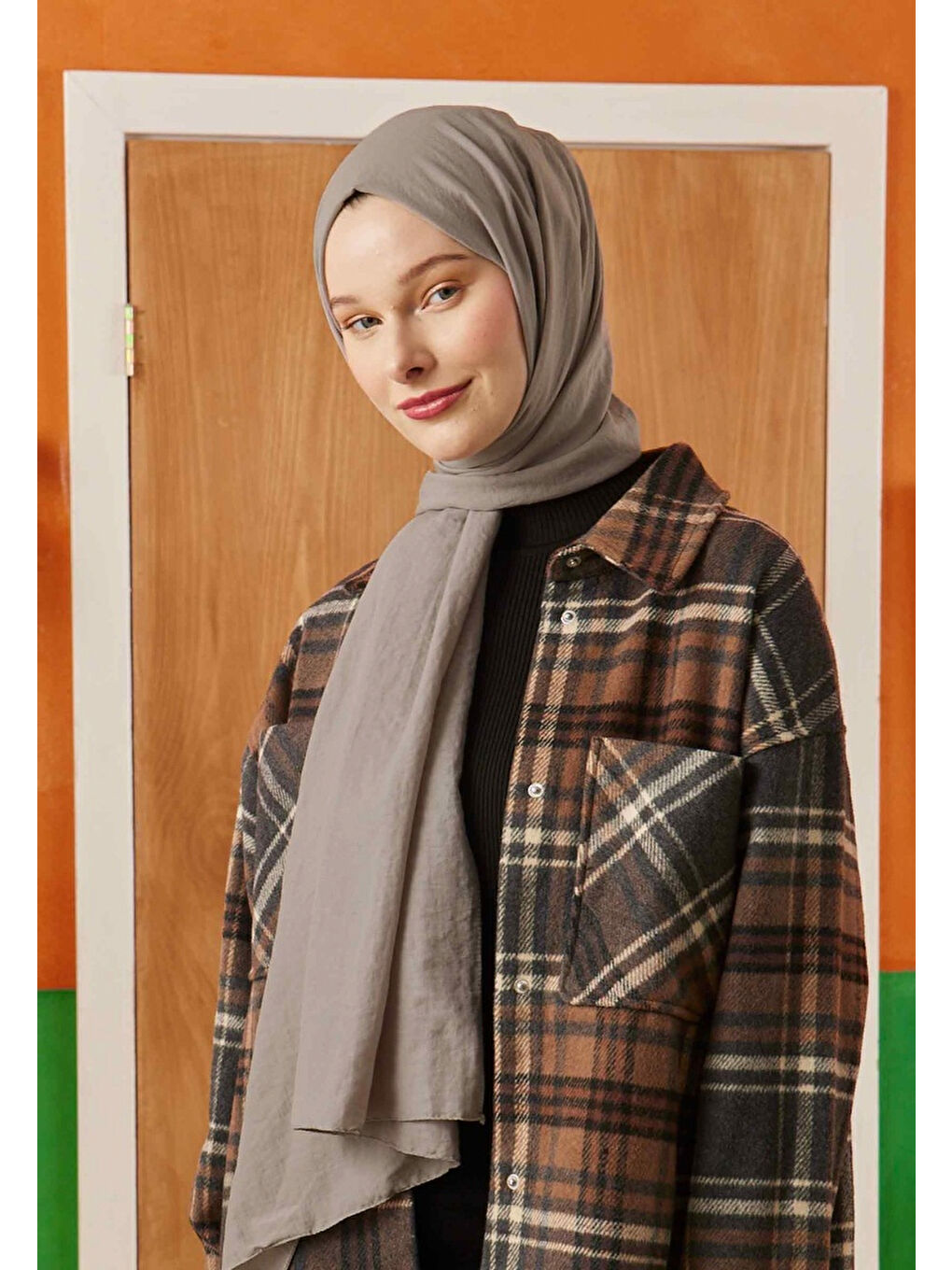 Gri Pamuk Crash Şal Taş-4