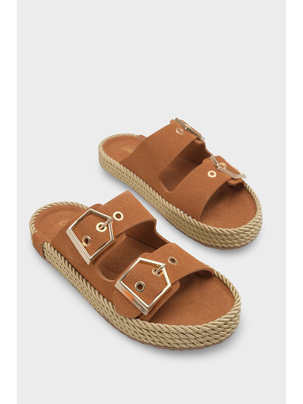 Kahverengi Keslie Metal Tokalı Konfor Kadın Terlik-1