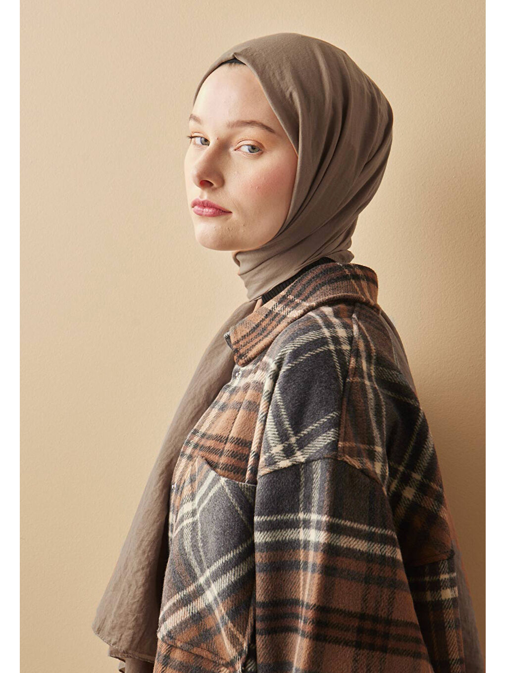 Pamuk Crash Şal Bej-1