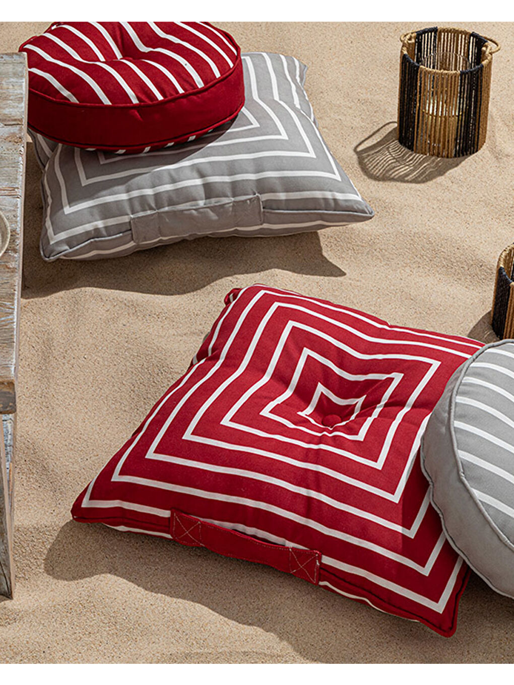 Northsea Pamuk Dekoratif Minder Beyaz - Bordo-6