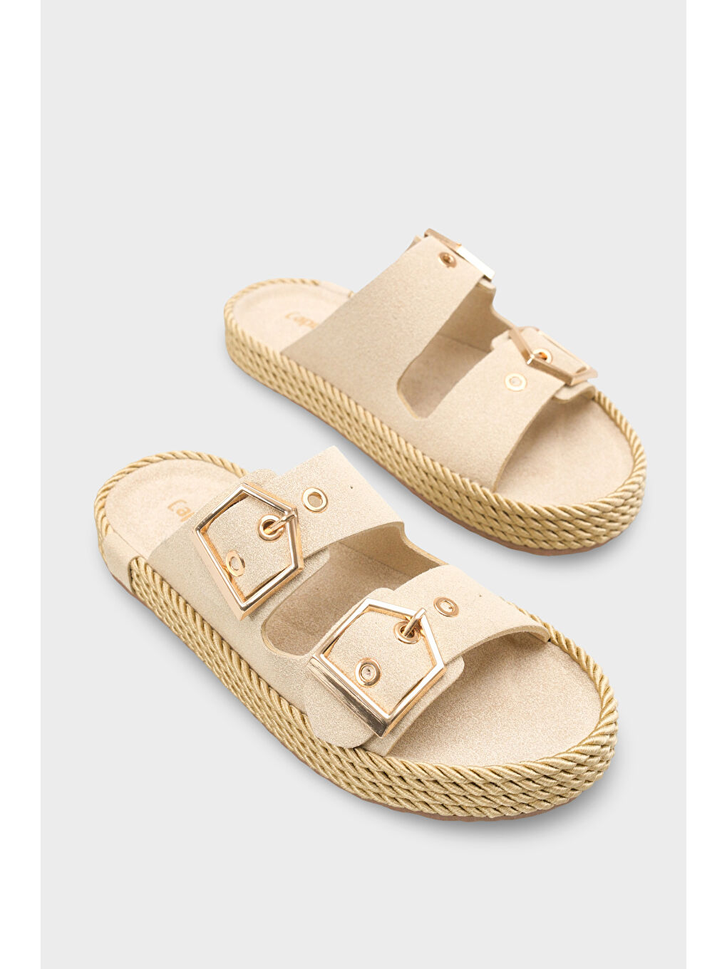 Bej Keslie Metal Tokalı Konfor Kadın Terlik-1