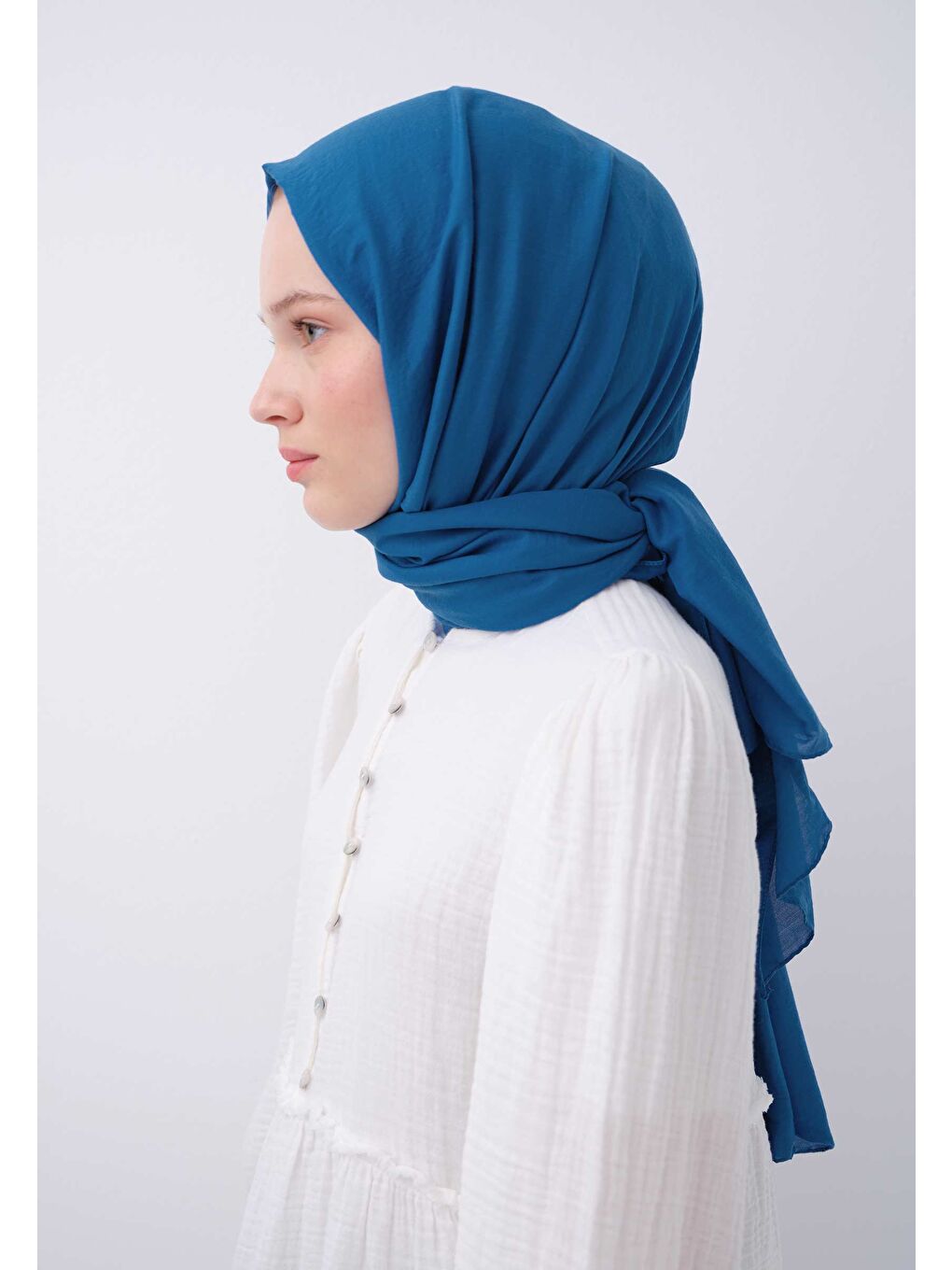 Pamuk Crash Şal Saks Mavisi-2