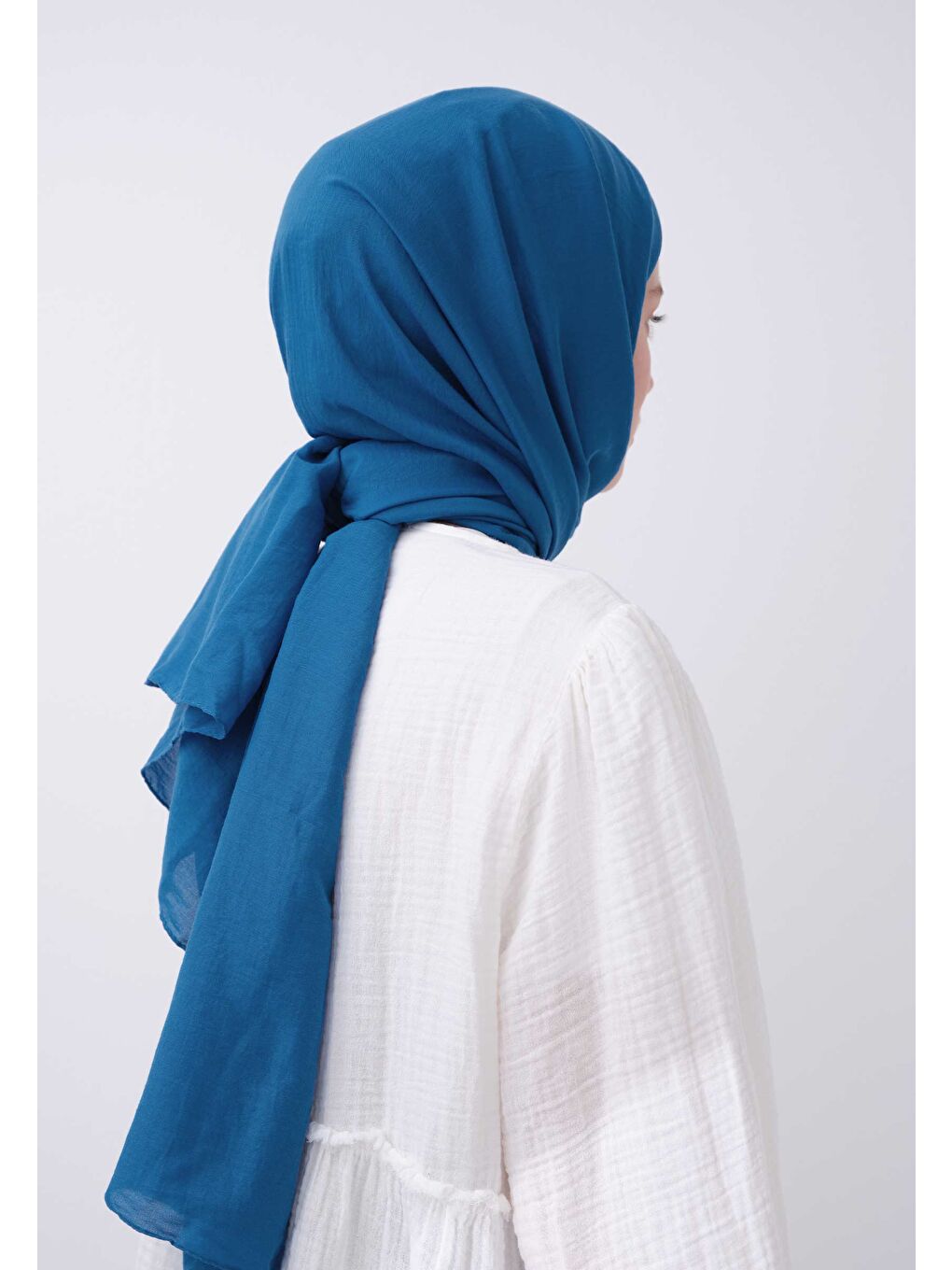 Pamuk Crash Şal Saks Mavisi-3