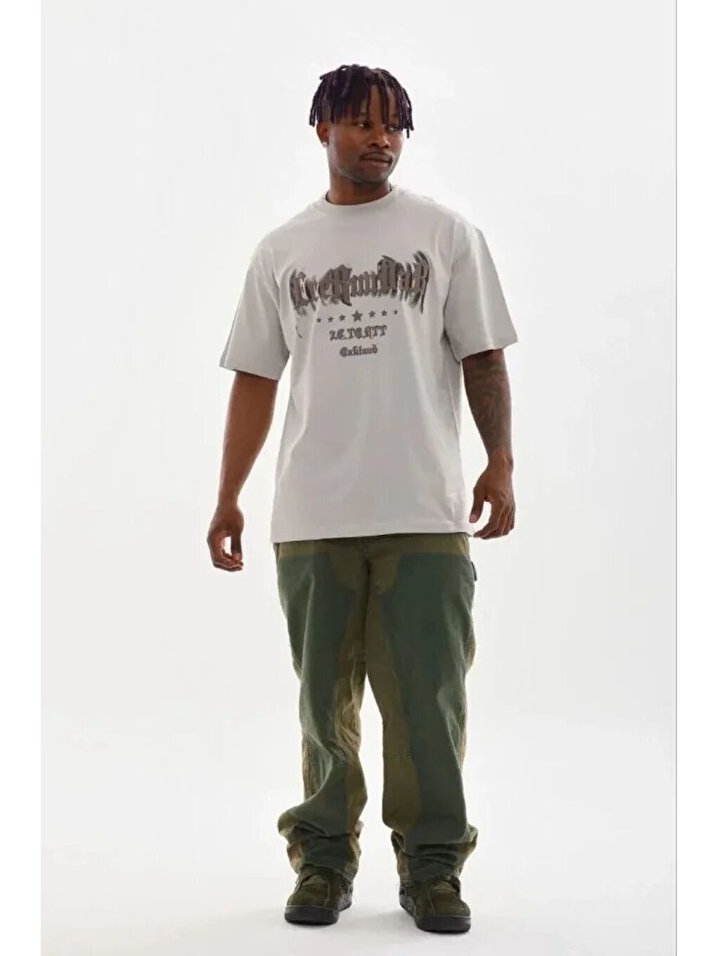 Gri Erkek Baskılı Tişört-1