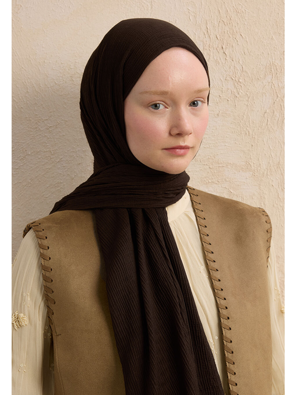 Kahverengi Modal Krinkıl Şal Bitter-3