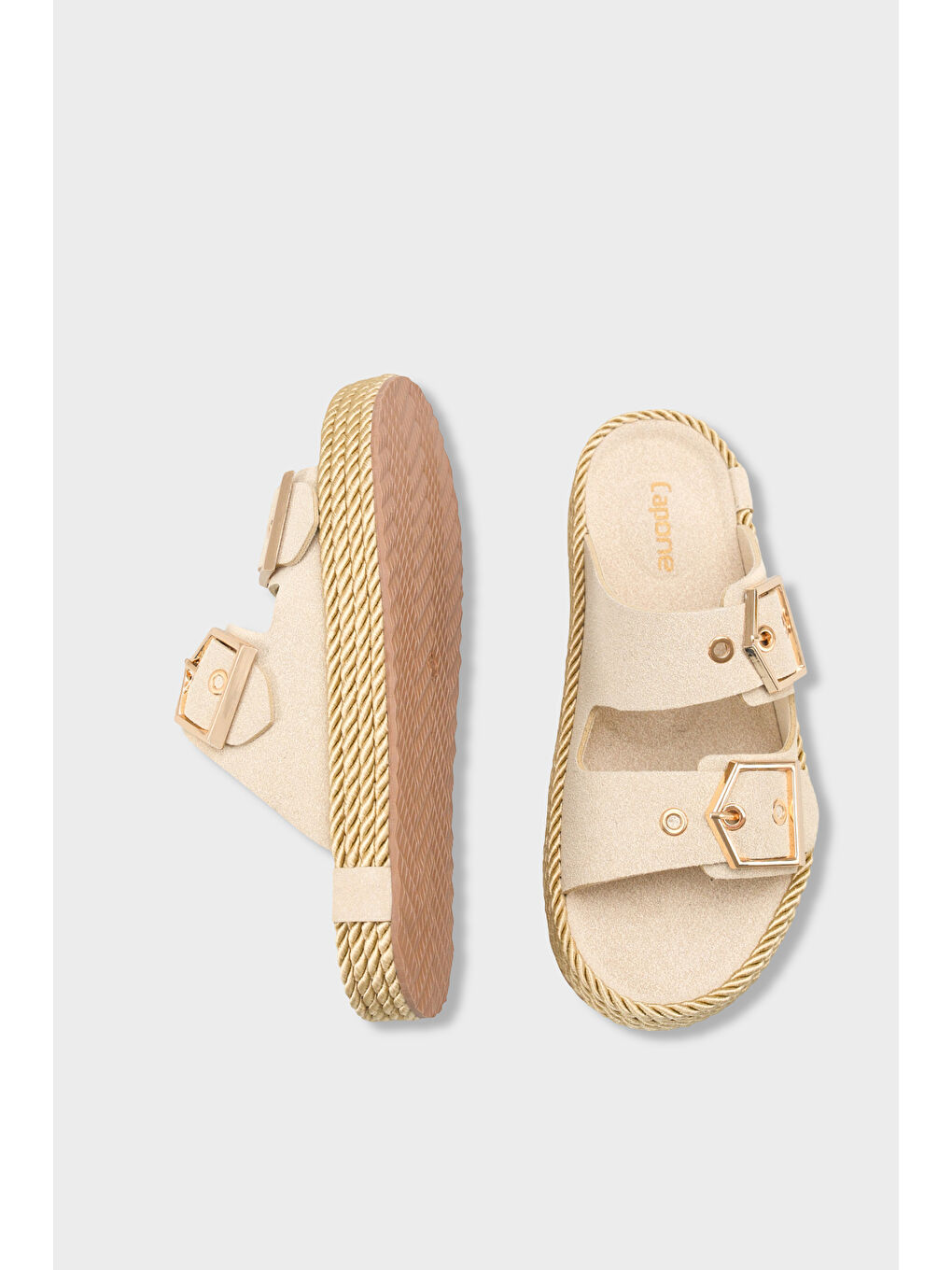 Bej Keslie Metal Tokalı Konfor Kadın Terlik-4