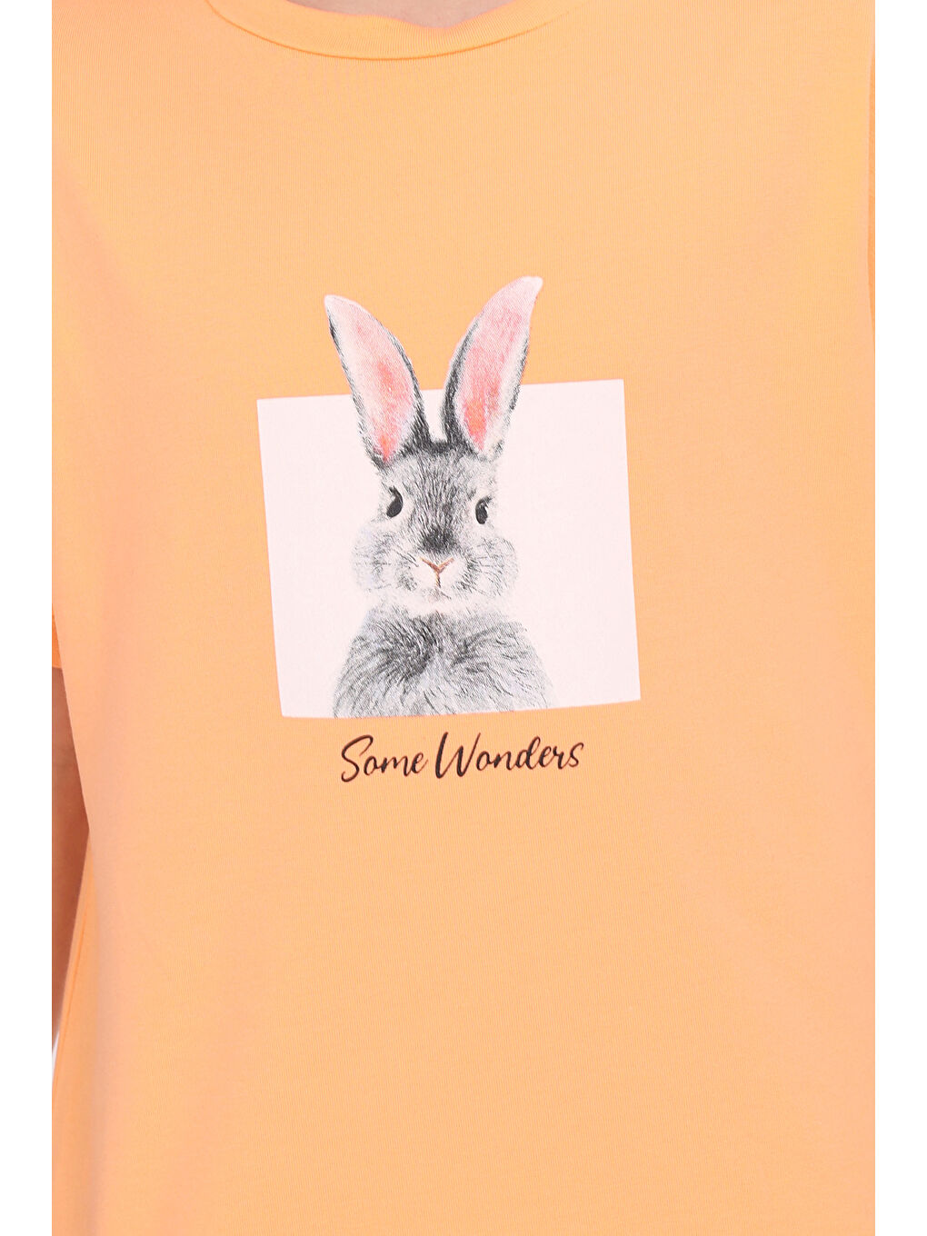 Turuncu Kız Çocuk Baskılı Tişört-1