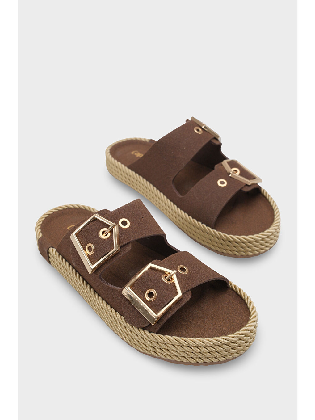 Kahverengi Keslie Metal Tokalı Konfor Kadın Terlik-1