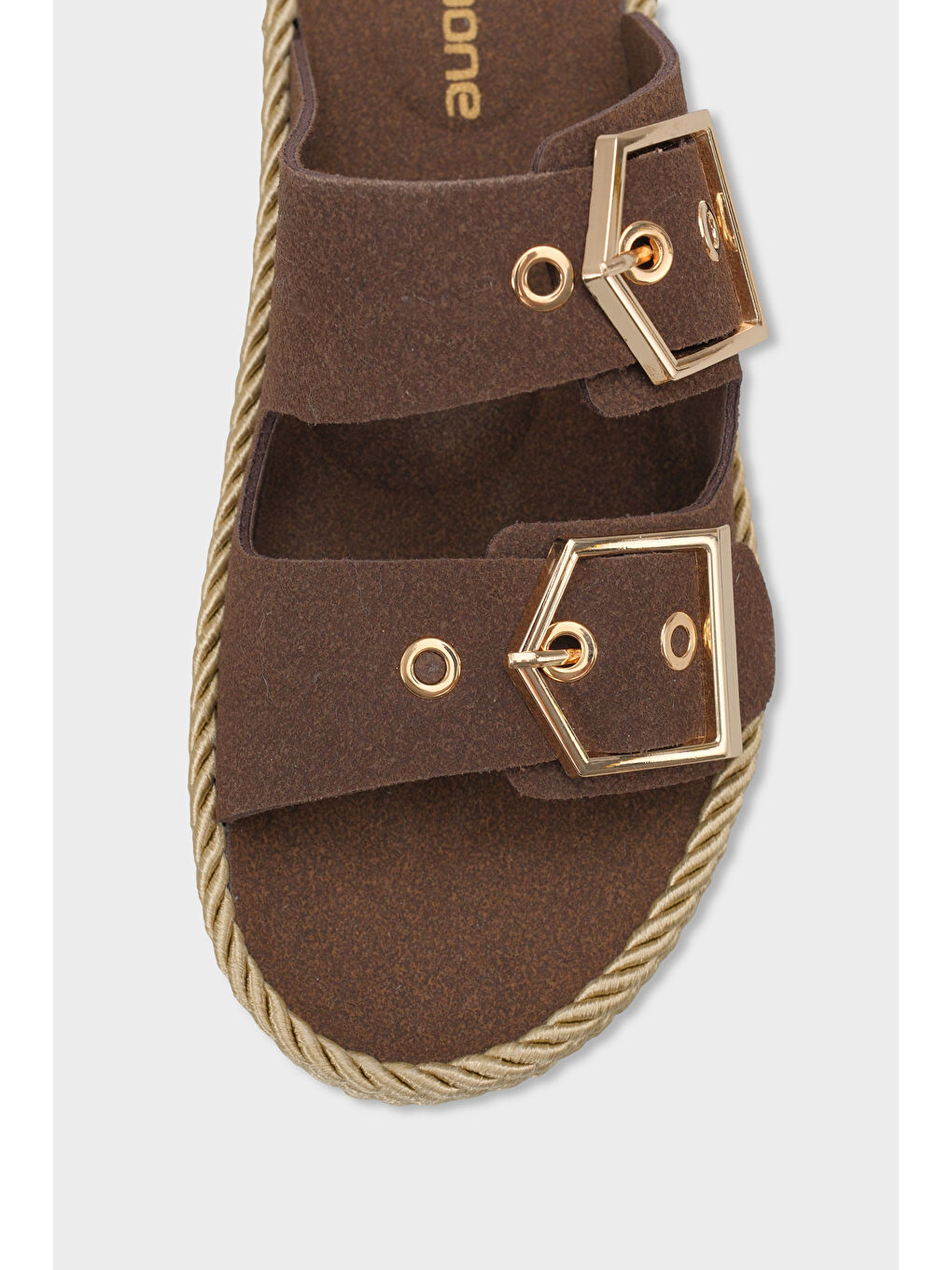 Kahverengi Keslie Metal Tokalı Konfor Kadın Terlik-2