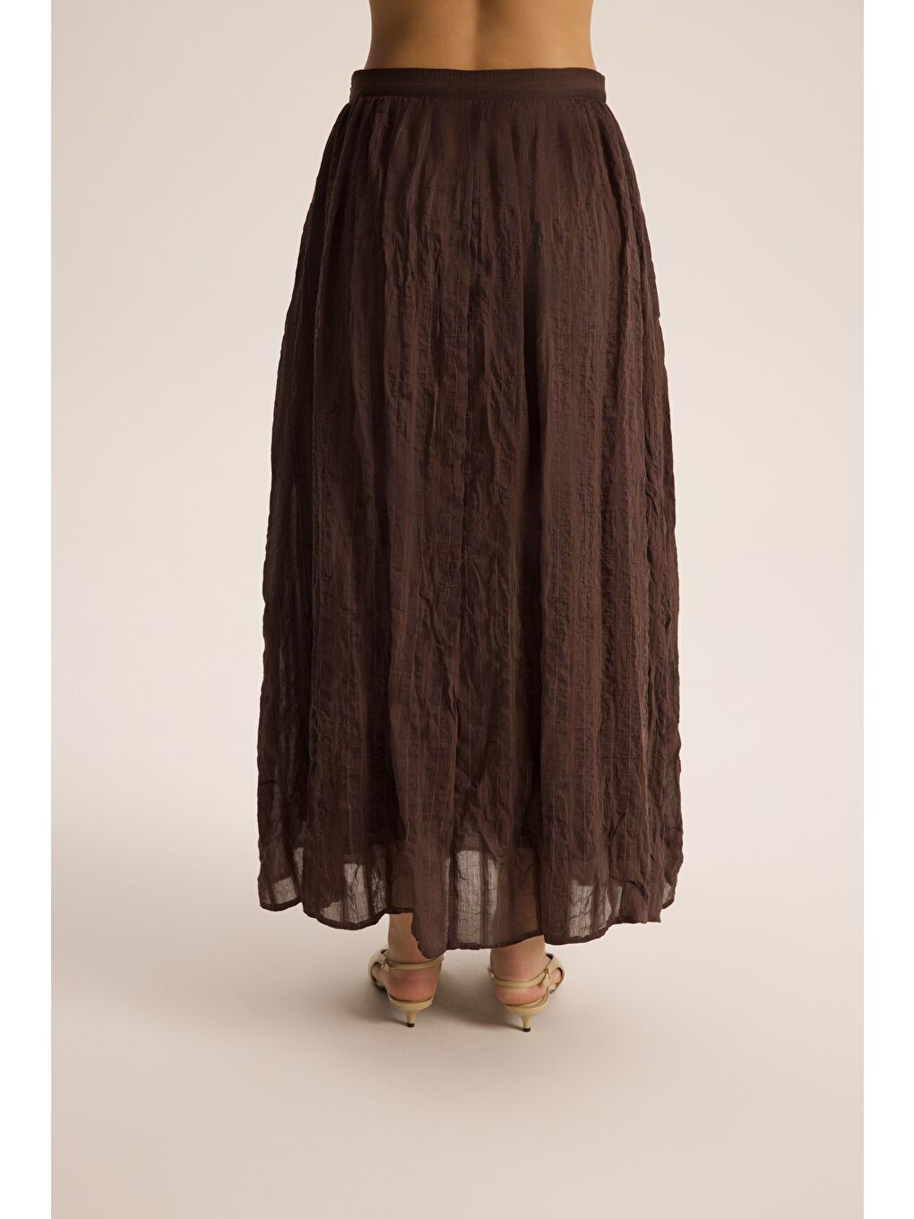 Kahverengi Vesper Üçgen Kesim Bağlamalı Kahve Gömlek-4