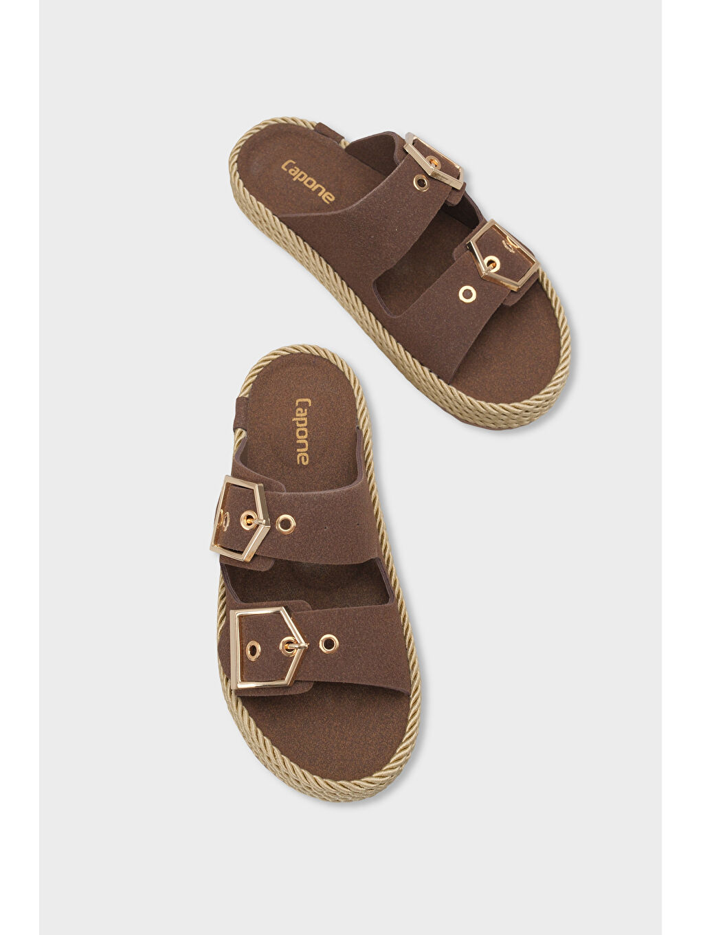 Kahverengi Keslie Metal Tokalı Konfor Kadın Terlik-5