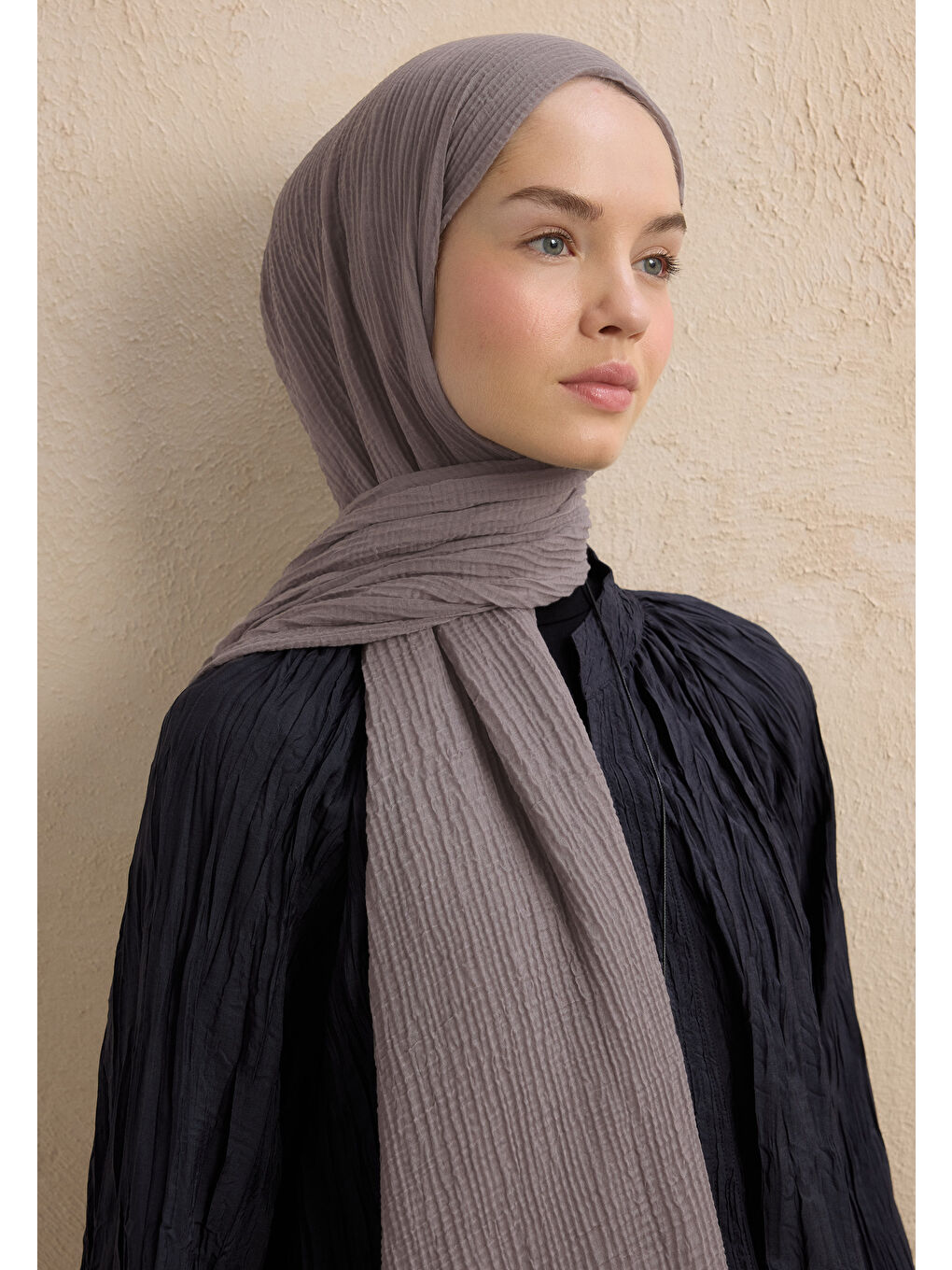 Modal Krinkıl Şal Metalik Gri-1