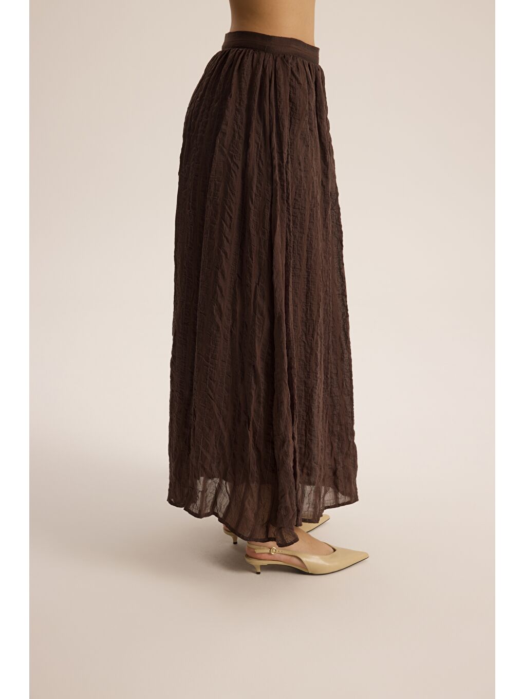 Kahverengi Vesper Üçgen Kesim Bağlamalı Kahve Gömlek-6