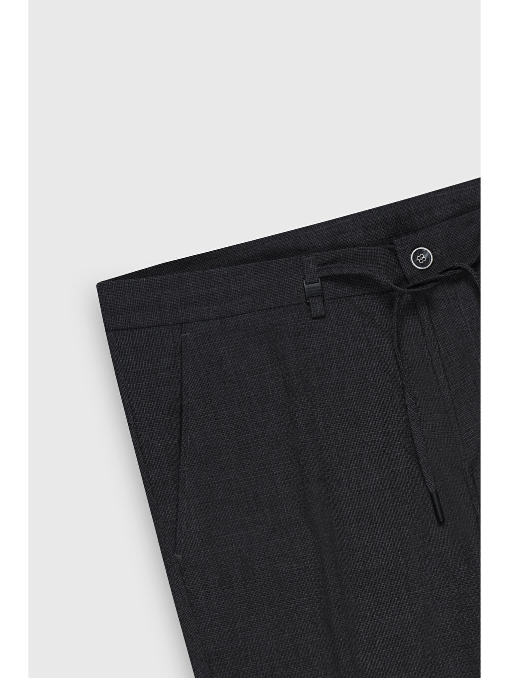 Erkek Antrasit Slim Fit Dar Kesim Beli Bağlamalı Gofre Desenli Yan Cepli Şort-2