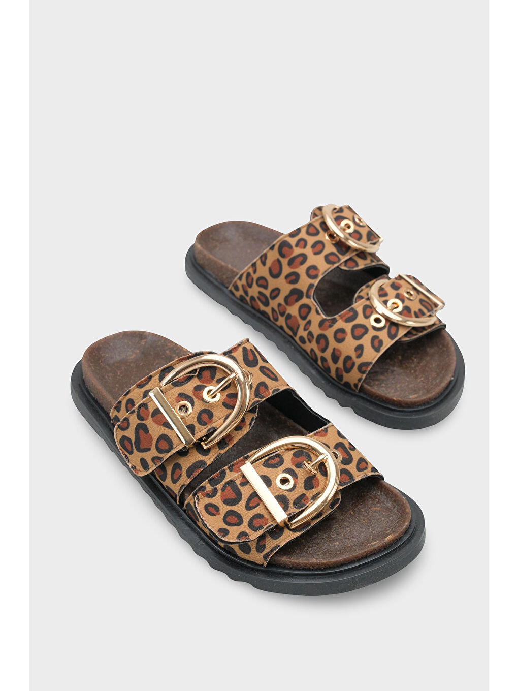 Kahverengi Zelda Düz Topuklu Metal Tokalı Konfor Kadın Terlik-1