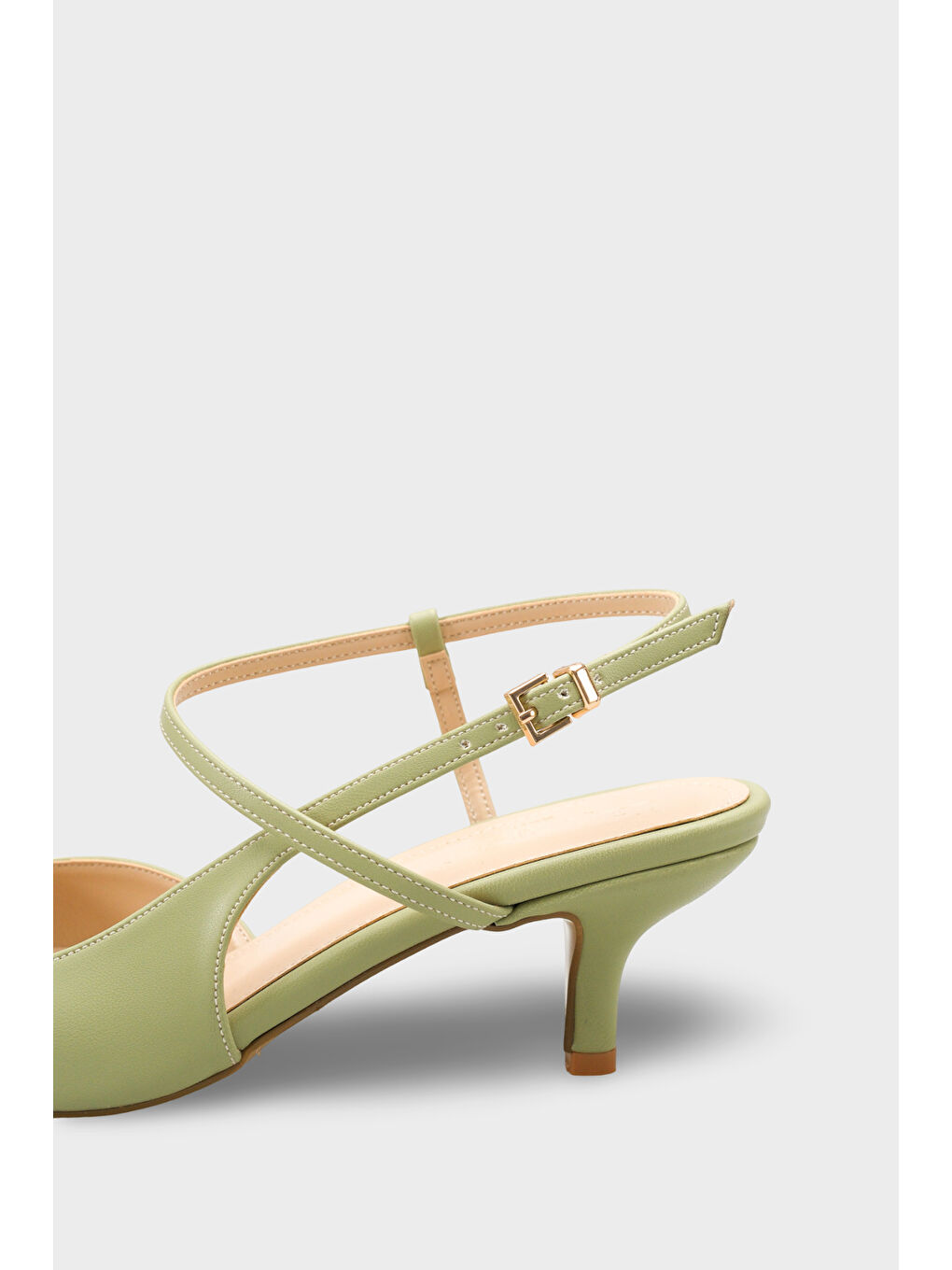 Turkuaz Perla Orta Topuklu Bilekten Bantlı Sivri Burunlu Kadın Ayakkabı-3