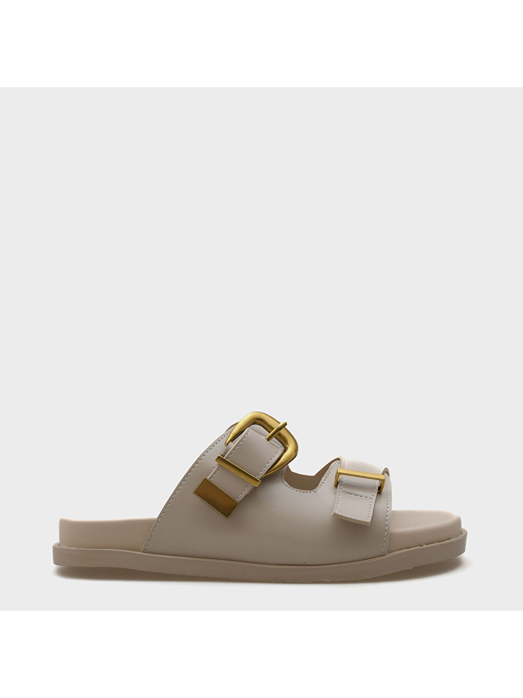 Bej Maryl Çift Tokalı Kadın Konfor Terlik