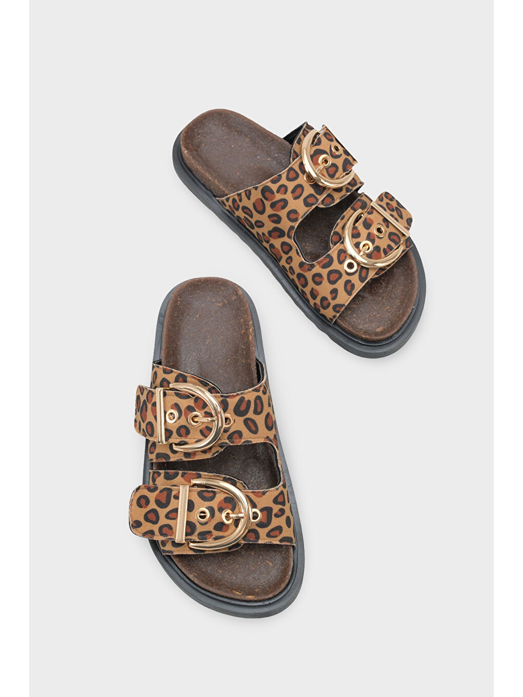 Kahverengi Zelda Düz Topuklu Metal Tokalı Konfor Kadın Terlik-5