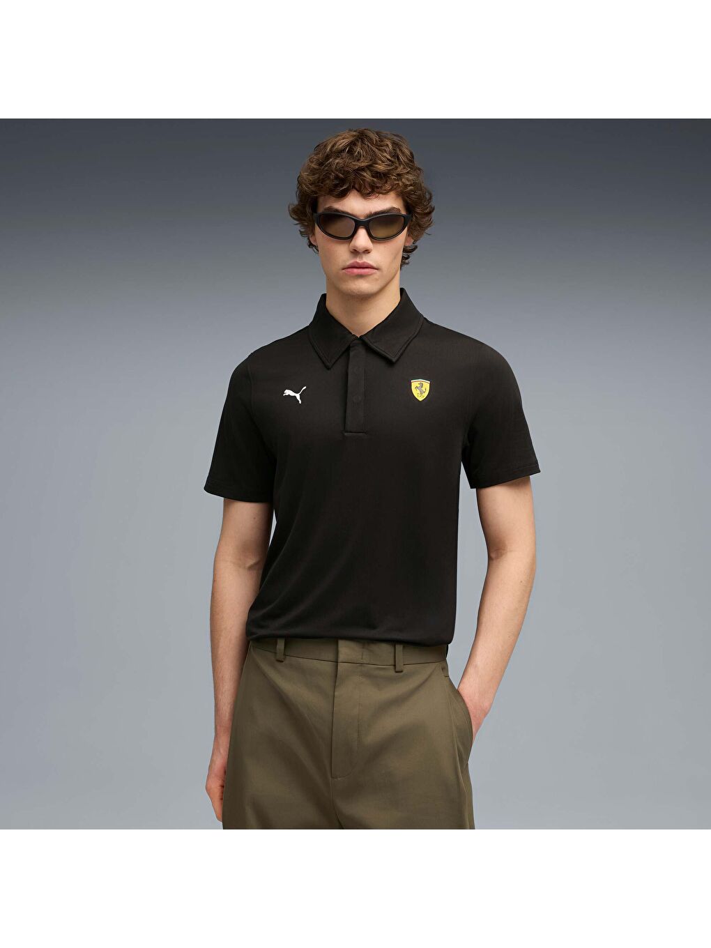 Siyah SCUDERIA FERRARI Sportswear CLOUDSPUN Erkek Polo-4