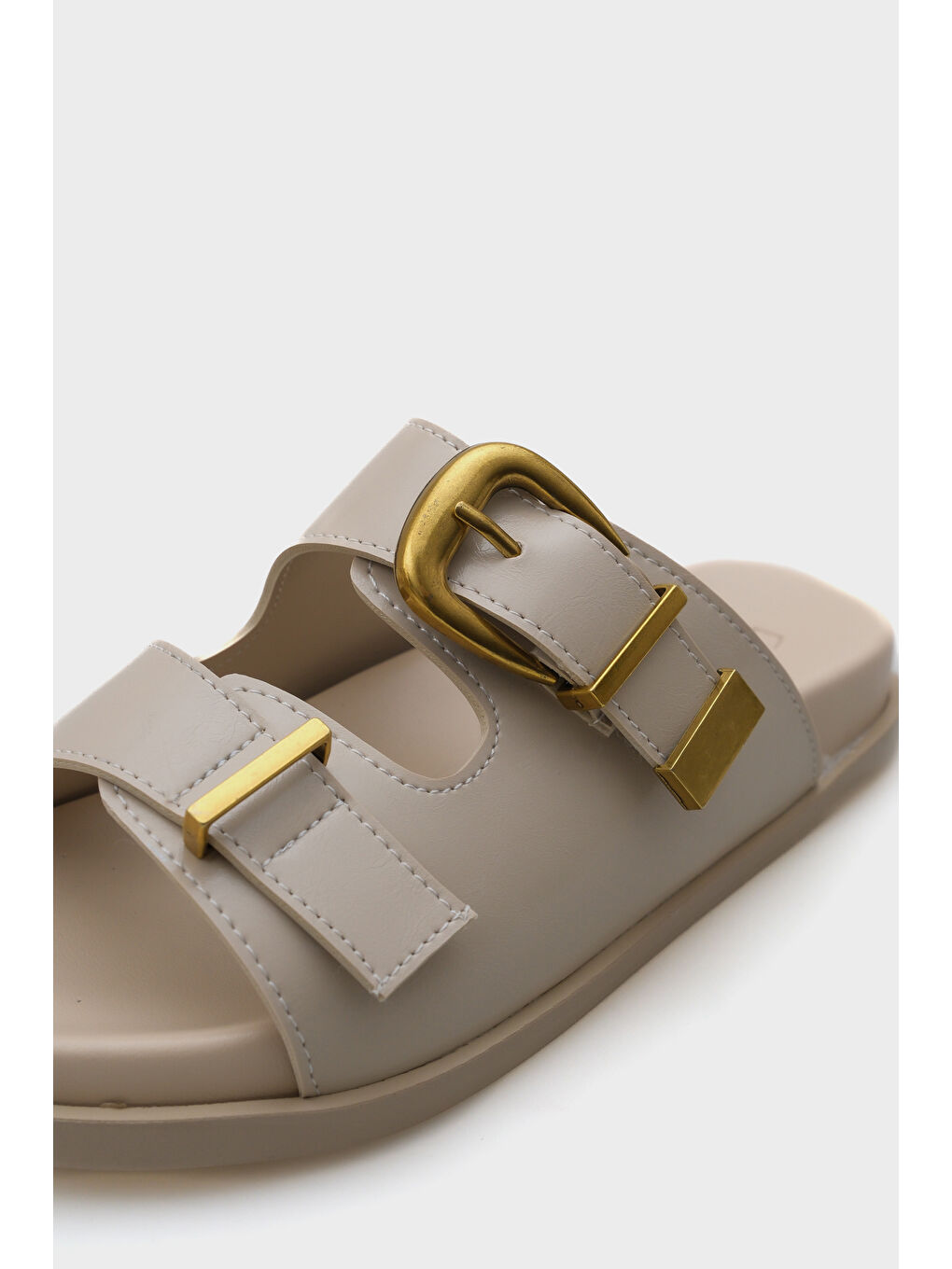 Bej Maryl Çift Tokalı Kadın Konfor Terlik-2