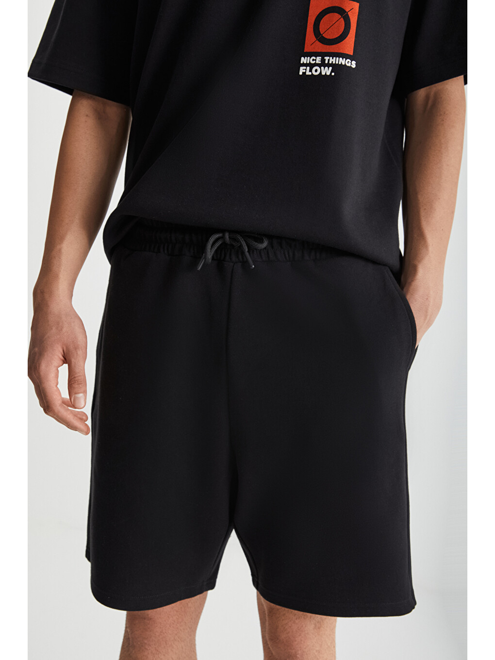 Siyah RAMADANP009 Erkek 75% Pamuk 25% Polyester SİYAH Şort-3