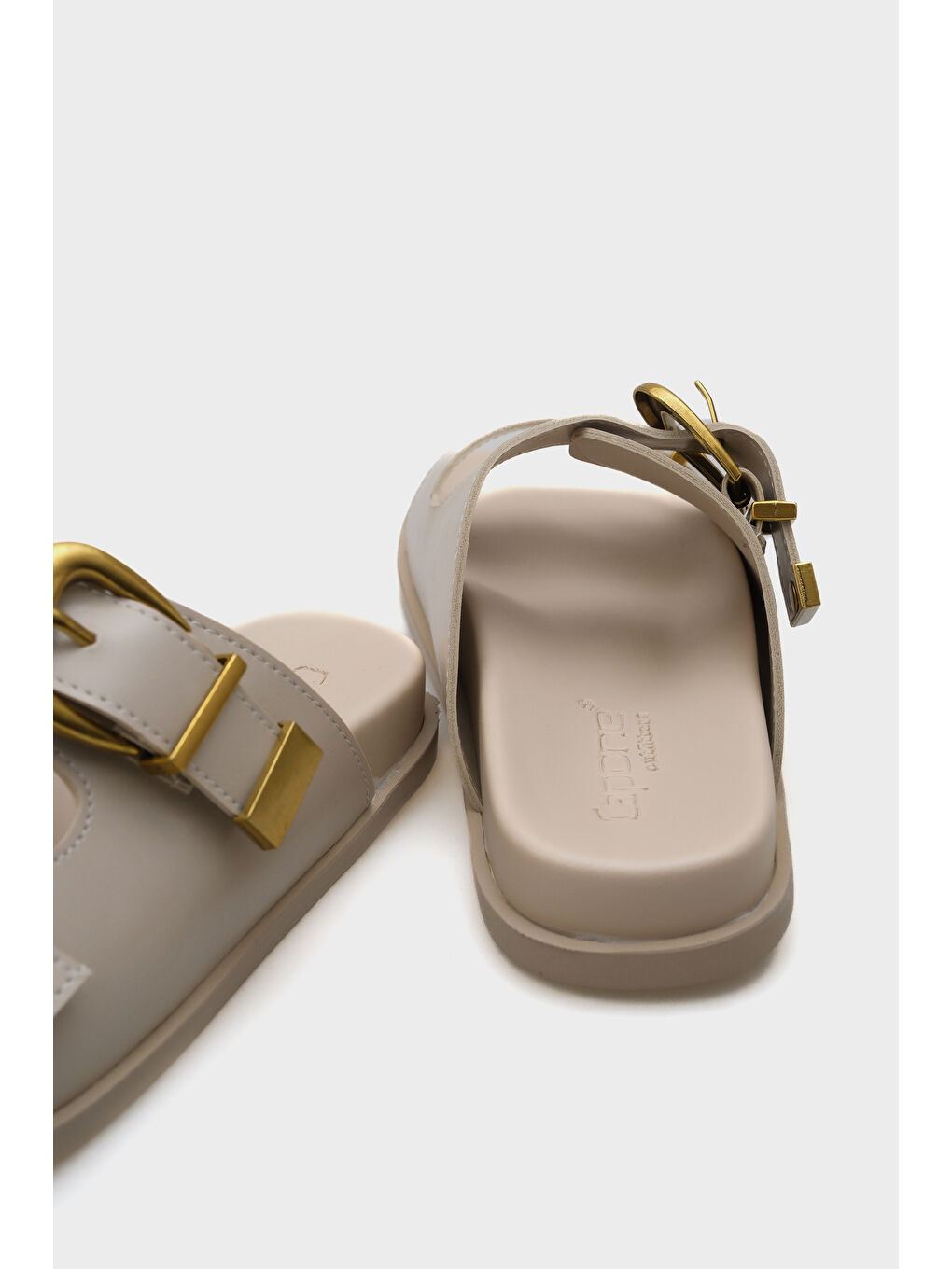 Bej Maryl Çift Tokalı Kadın Konfor Terlik-3