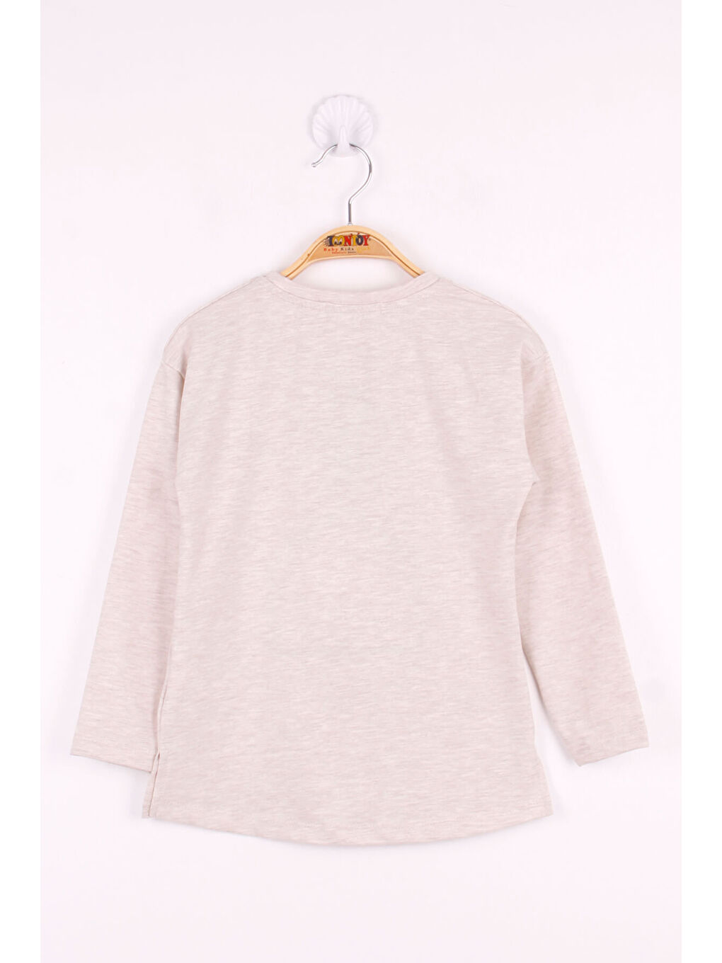 Bej Kız Çocuk Kedi Baskılı T-Shirt-1