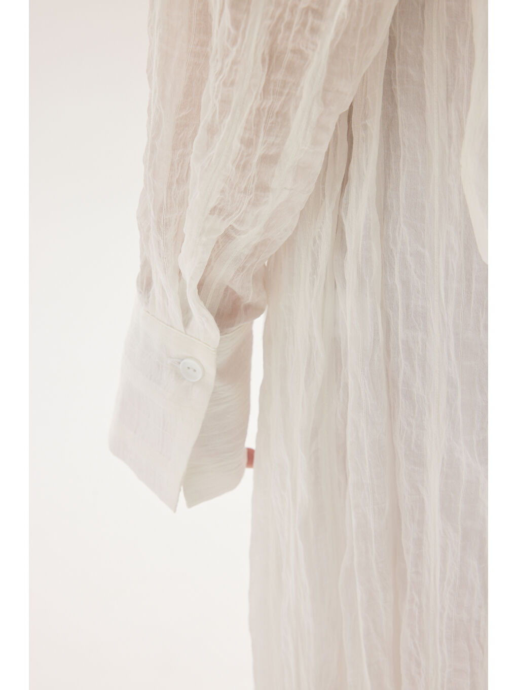 Vesper Üçgen Kesim Bağlamalı Ekru Gömlek-7