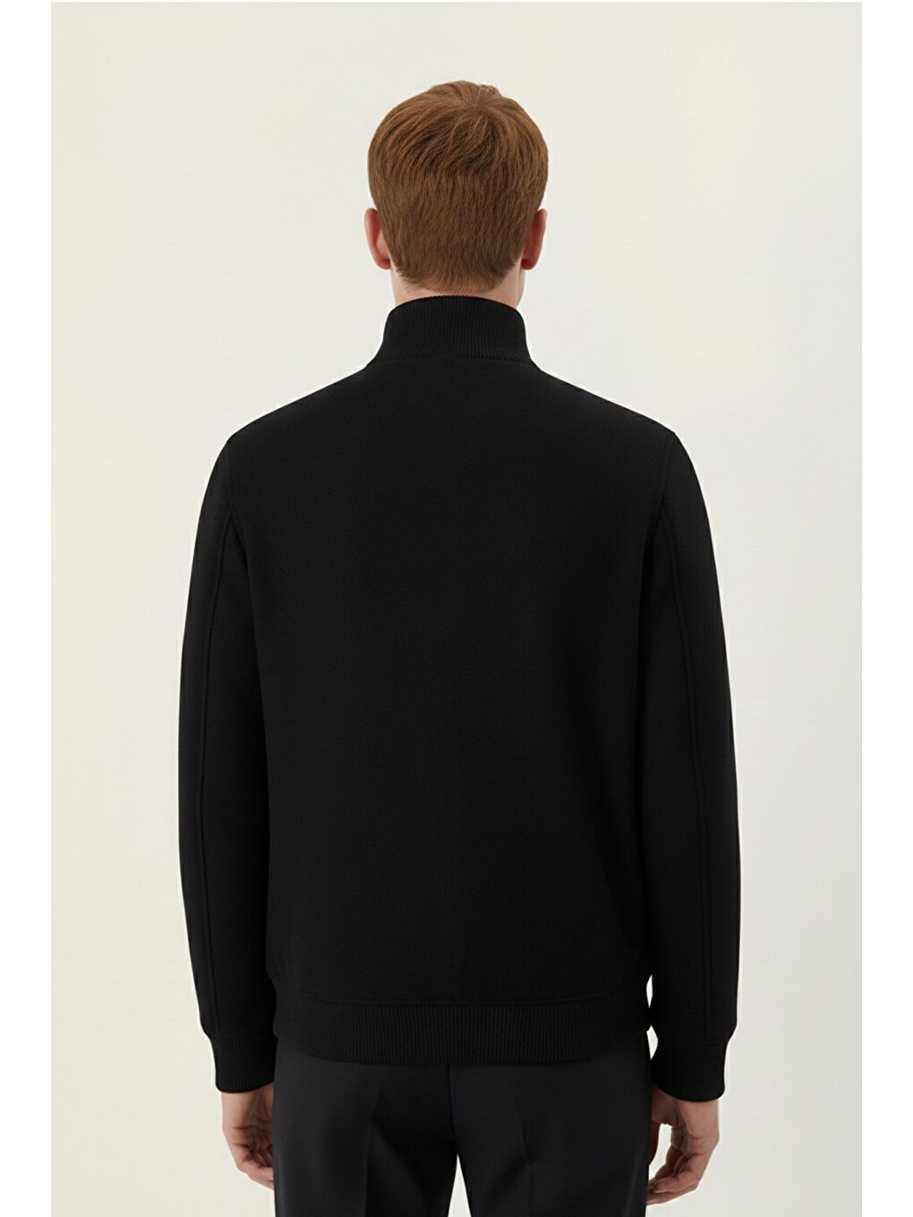 Siyah Regular Fit Yün Karışımlı Dik Yaka Kaşe Mont-5