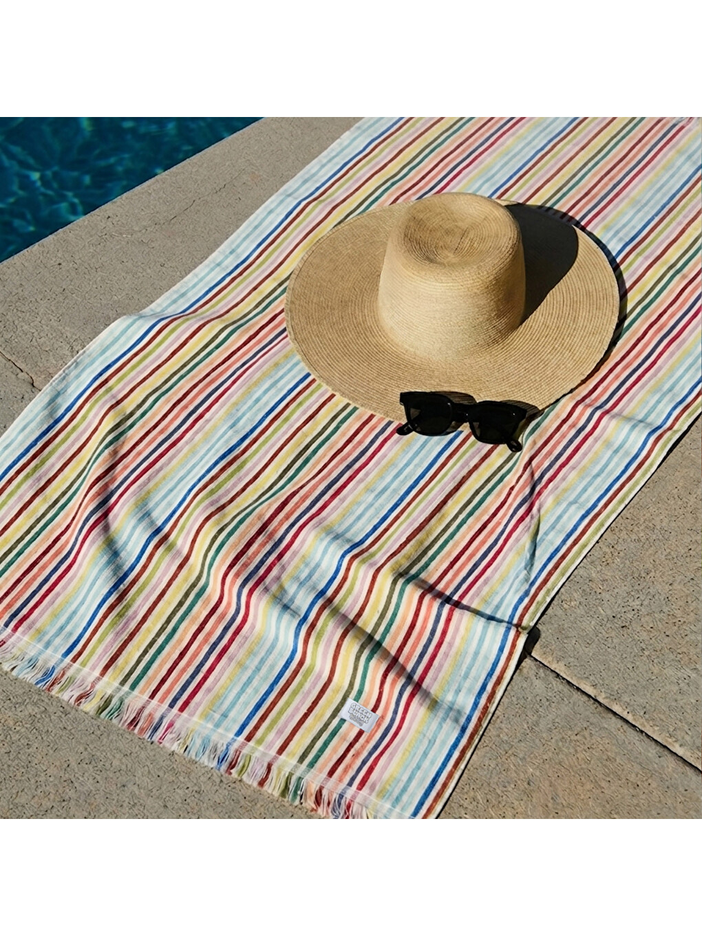 Karışık Stripe Sunset Plaj Havlusu Renkli-1