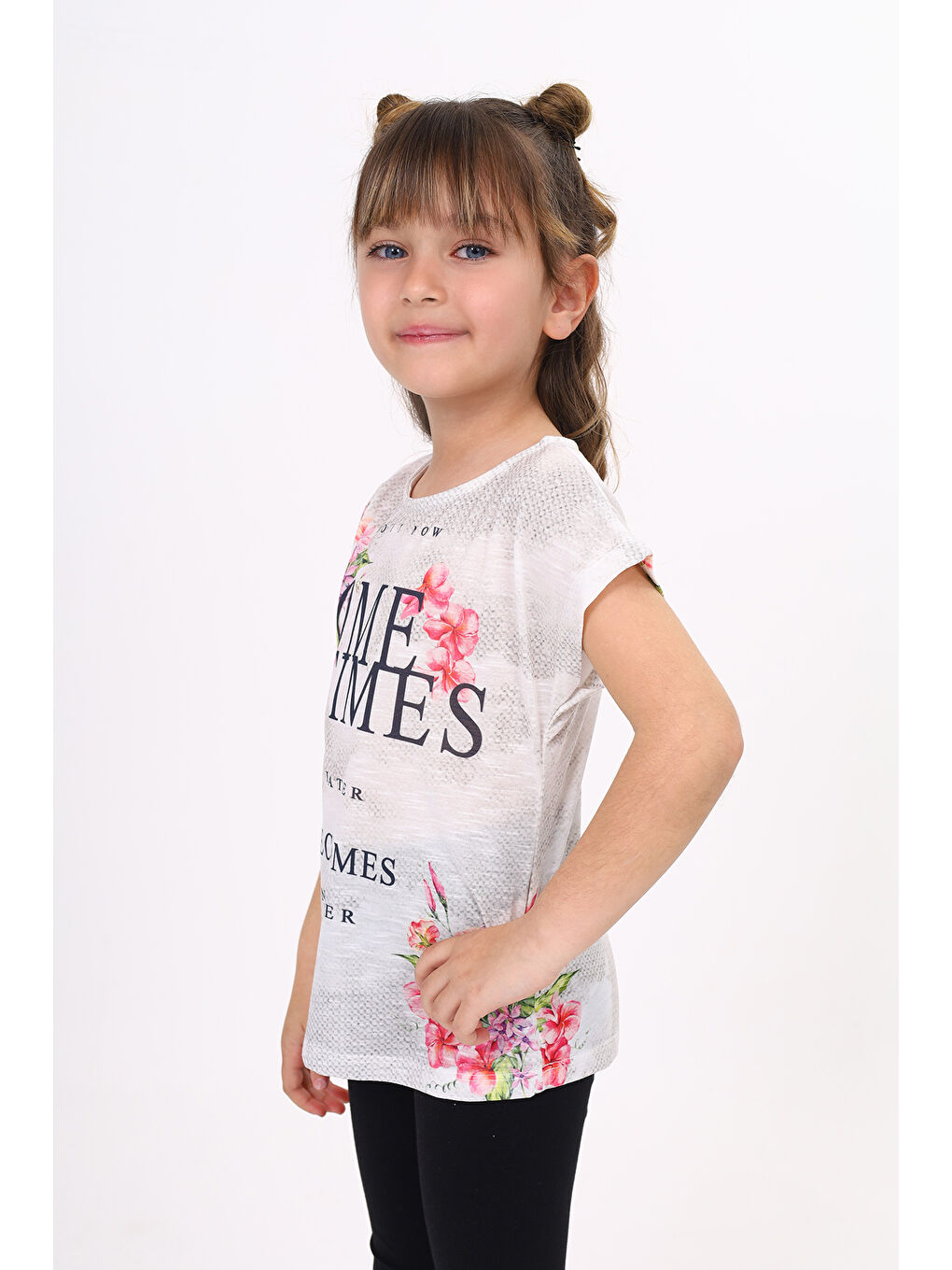 Siyah Kız Çocuk Sometimes Baskılı Tişört-2