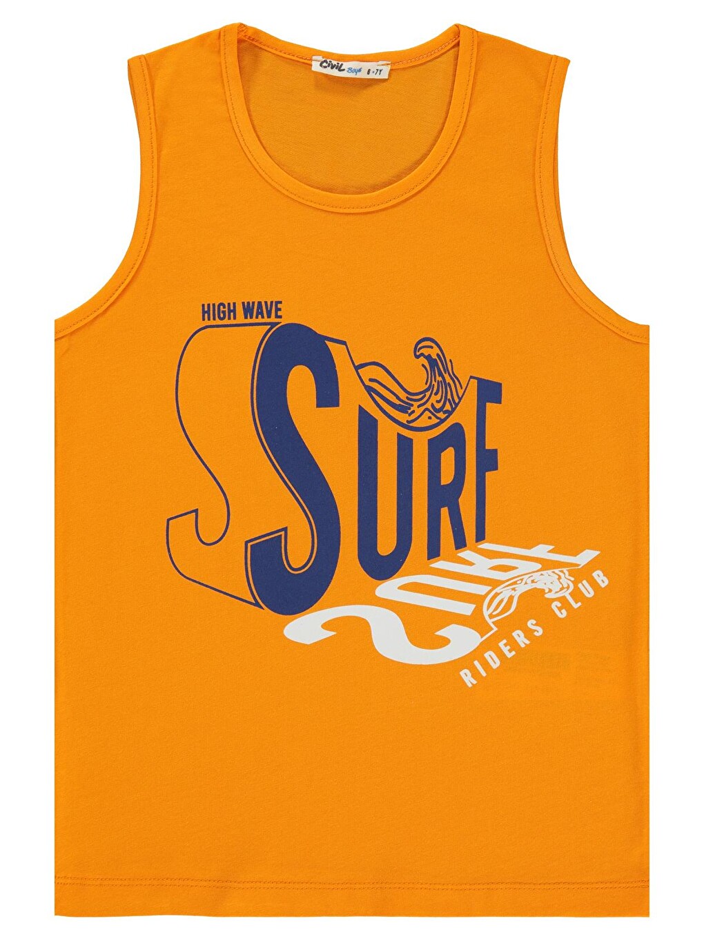 Beyaz Boys Surf Baskılı 6-9 Yaş Tişört - Turuncu