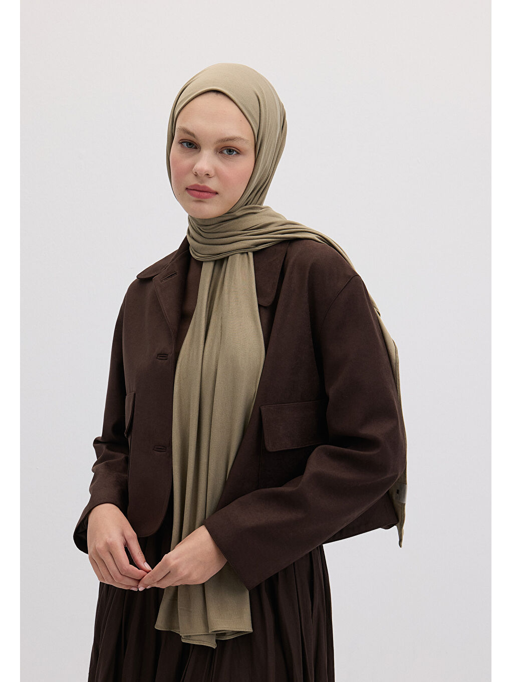 Bambu Penye Şal Puslu Yeşil