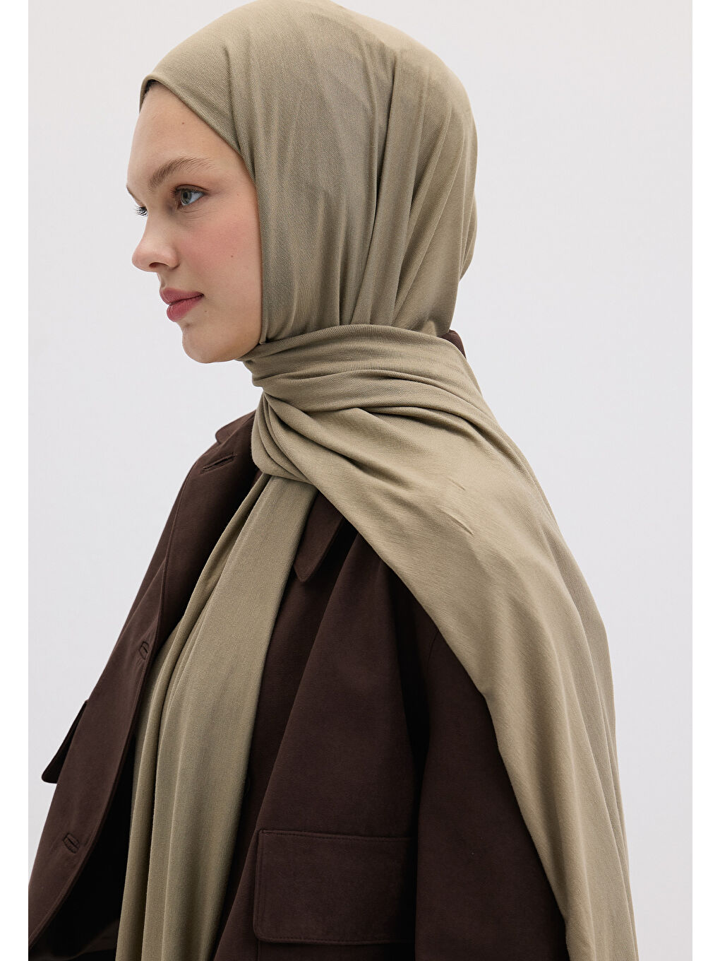 Bambu Penye Şal Puslu Yeşil-3