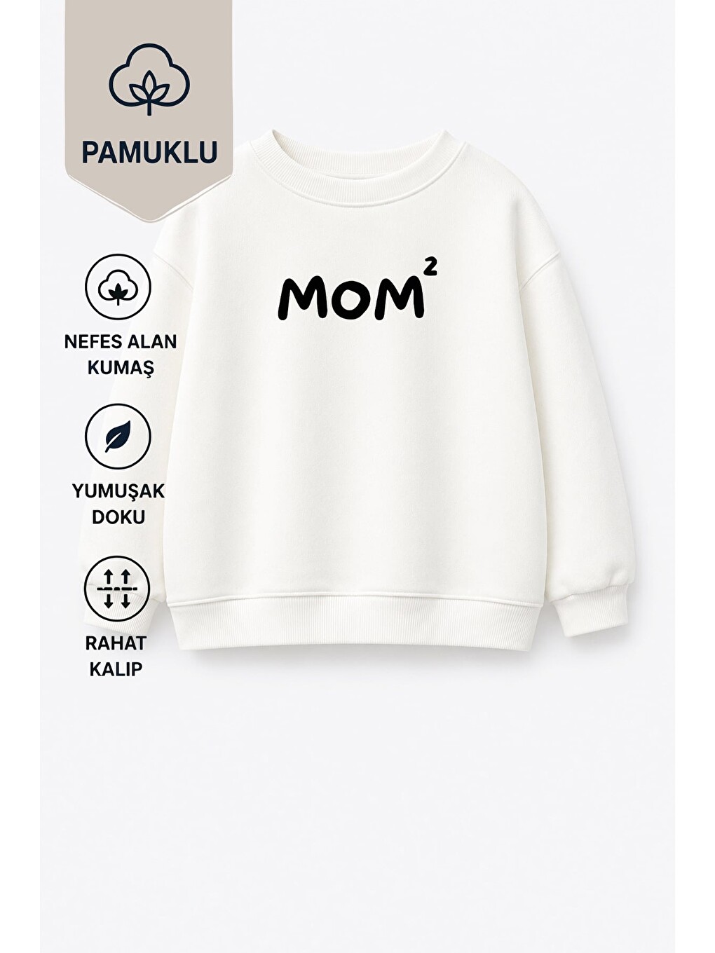 Lila Unisex Çocuk Anne Baskılı 3 İplik Kumaş Pamuklu Sweatshirt-2