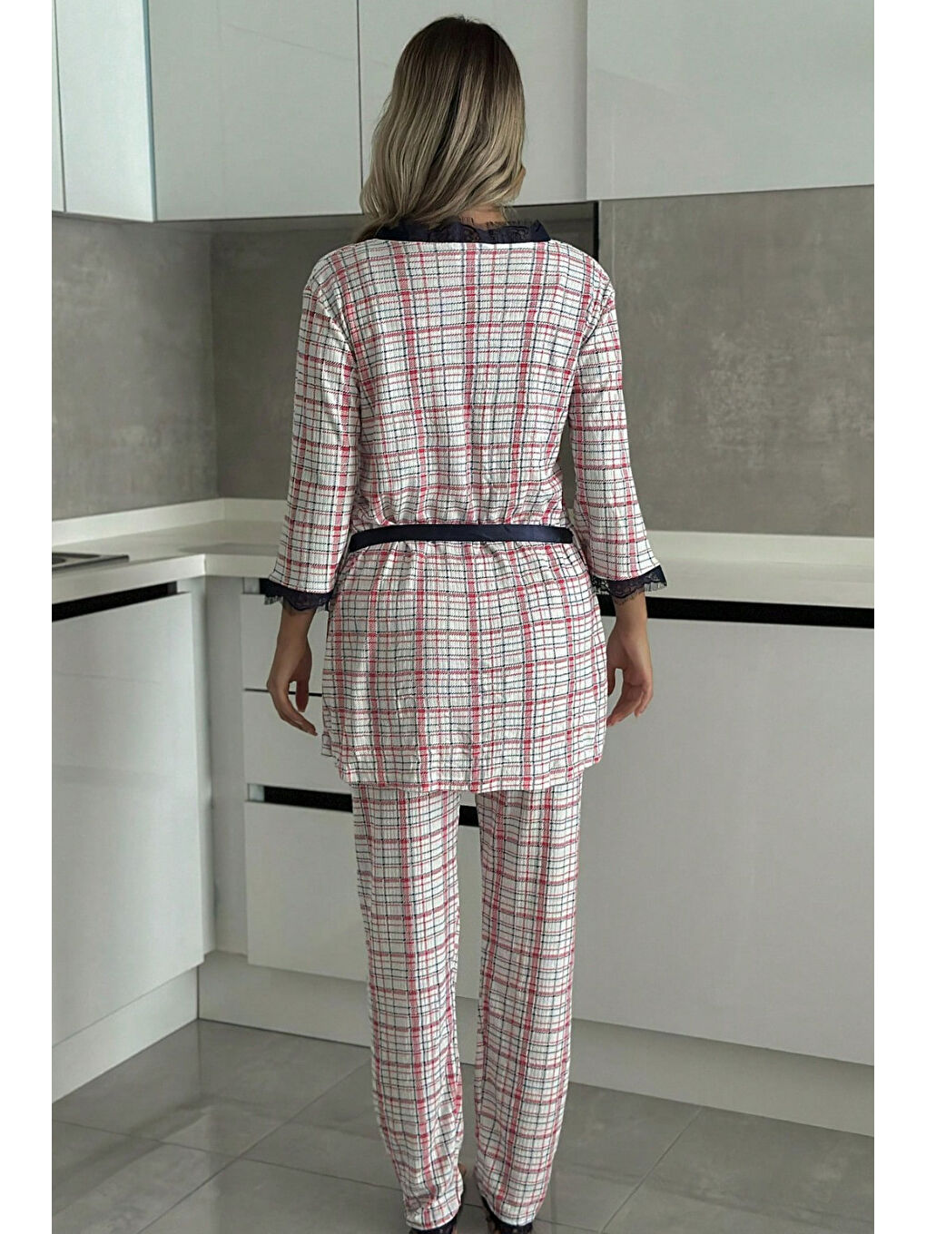 Kırmızı Desenli Üçlü Pijama Takımı Kirmizi - 28073-KIRMIZI-3