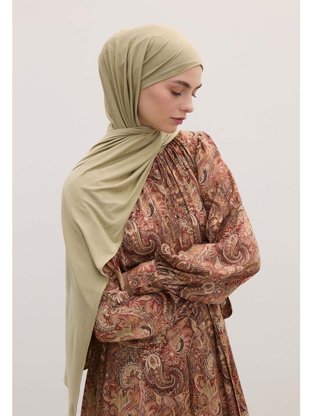 Yeşil Bambu Penye Şal Adaçayı-1